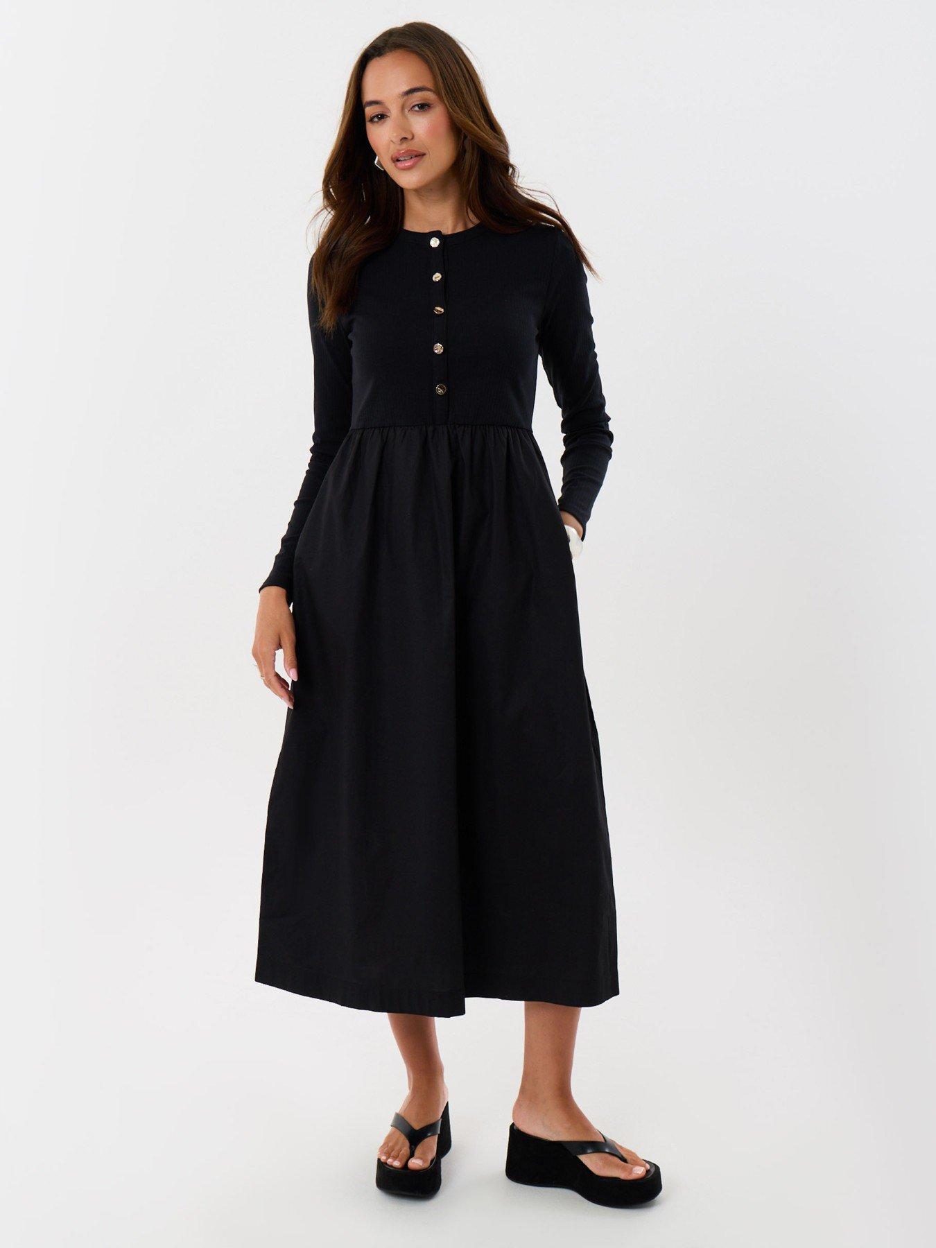 Image 3 of 4 of Threadbare 2 In 1 Button Up Midaxi Dress In Black