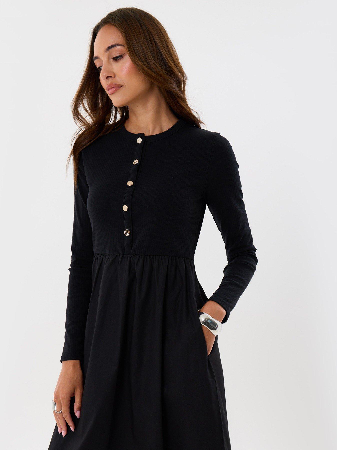 Image 4 of 4 of Threadbare 2 In 1 Button Up Midaxi Dress In Black