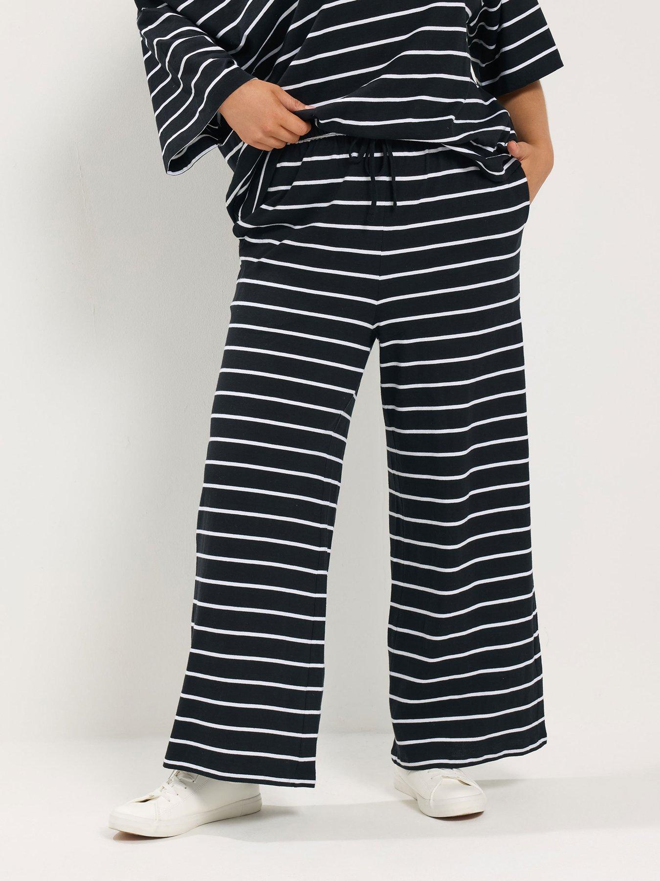 Image 1 of 4 of Yours Curve Cotton Wide Leg Trouser 30" - Black