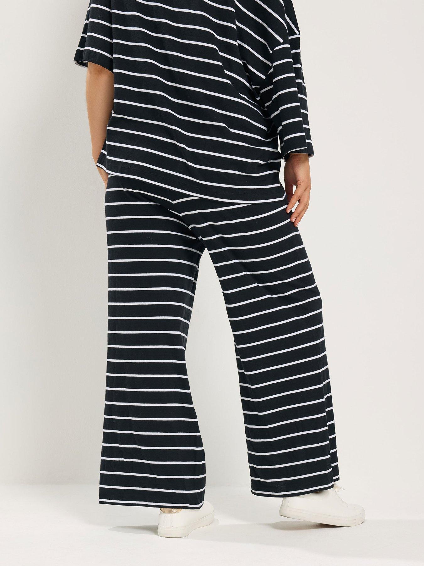 Image 2 of 4 of Yours Curve Cotton Wide Leg Trouser 30" - Black