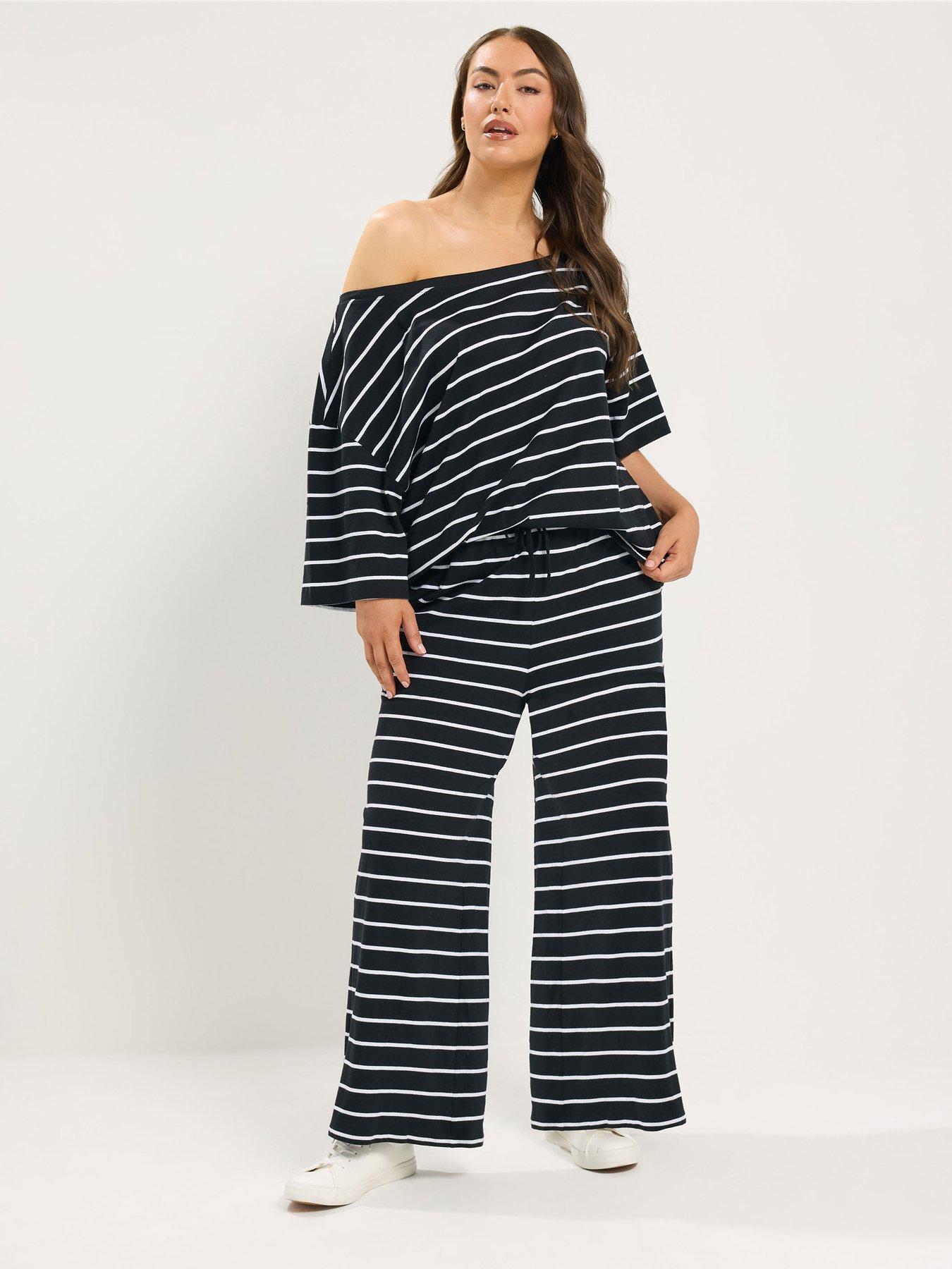 Image 3 of 4 of Yours Curve Cotton Wide Leg Trouser 30" - Black