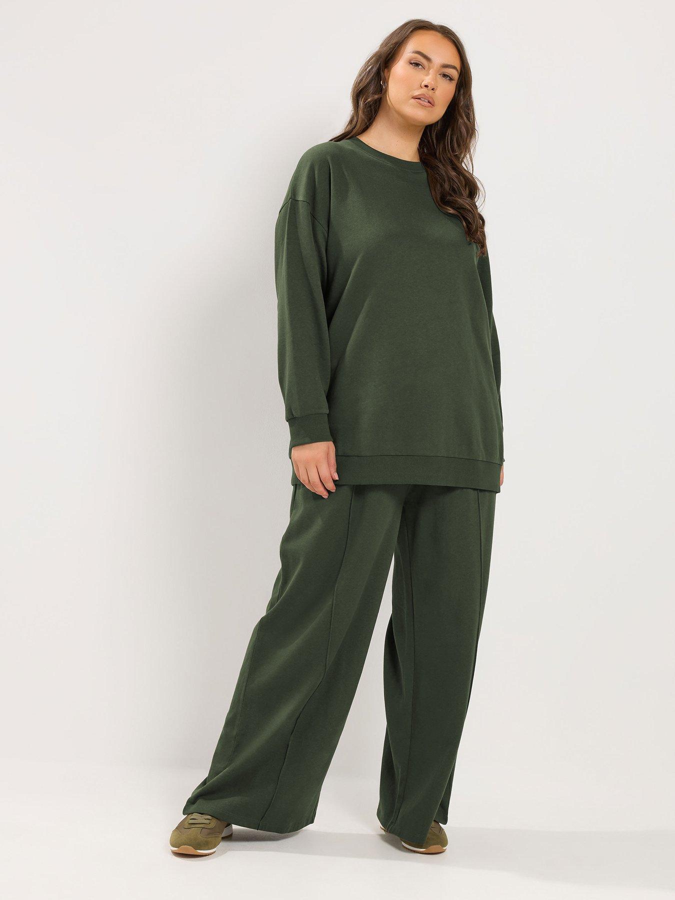 Yours Curve Sweatshirt  &  Jogger 30" Set - Green