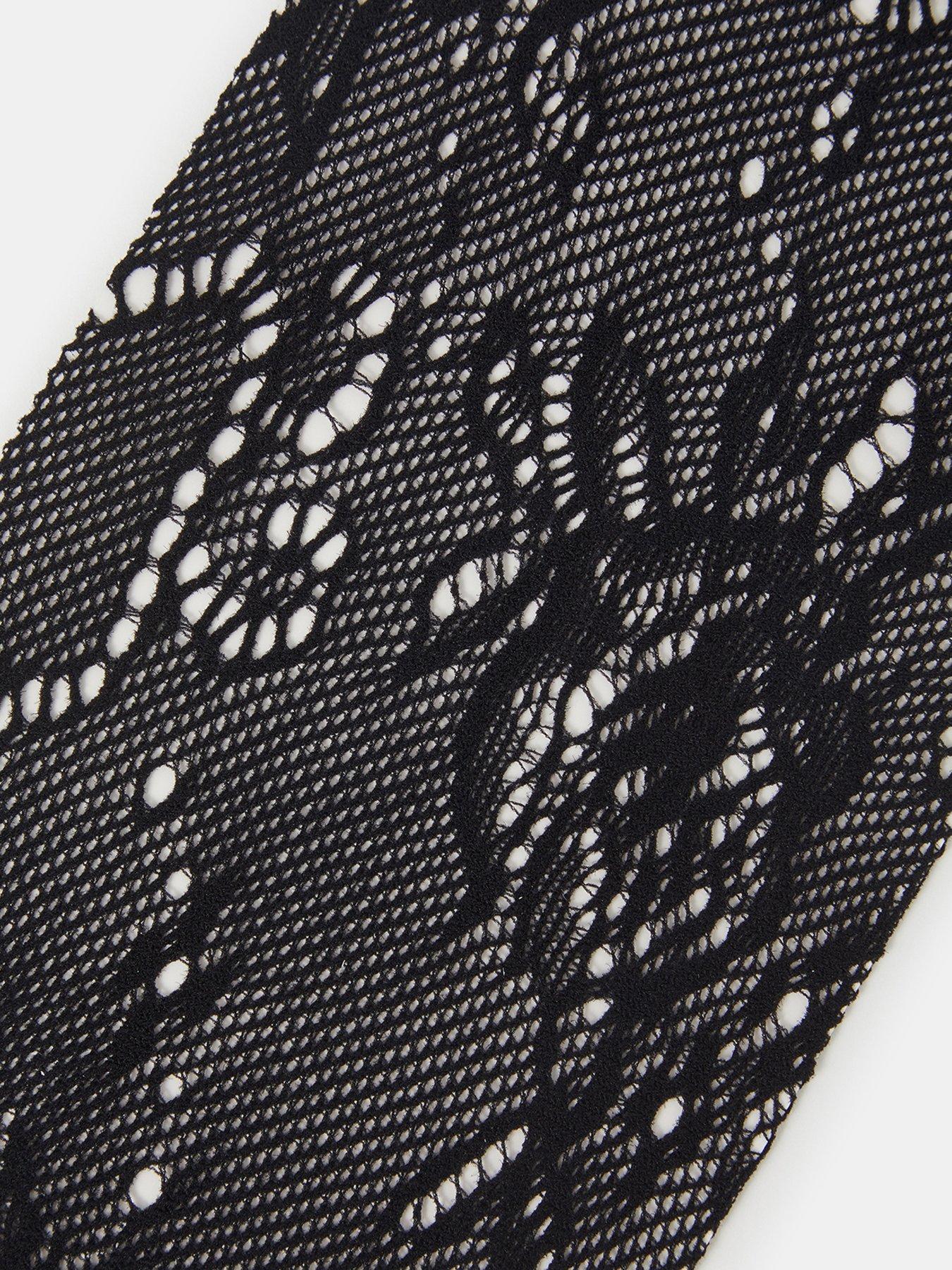 Image 2 of 2 of Accessorize Womens 20 Denier Lace Control Top Tights - Black