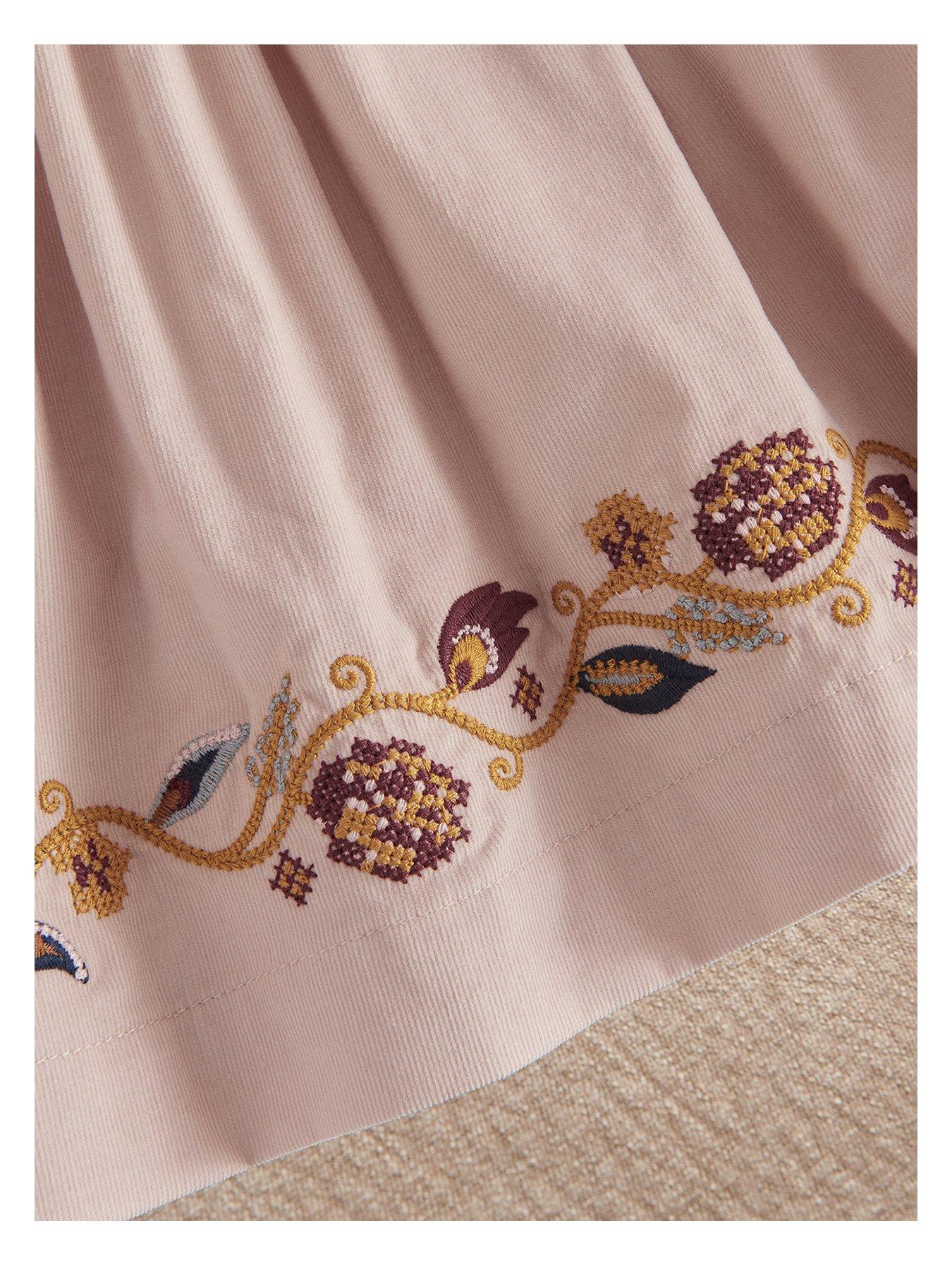 Image 2 of 3 of Mamas & Papas Baby Girls Floral Embroidered Cord Dress - Pink