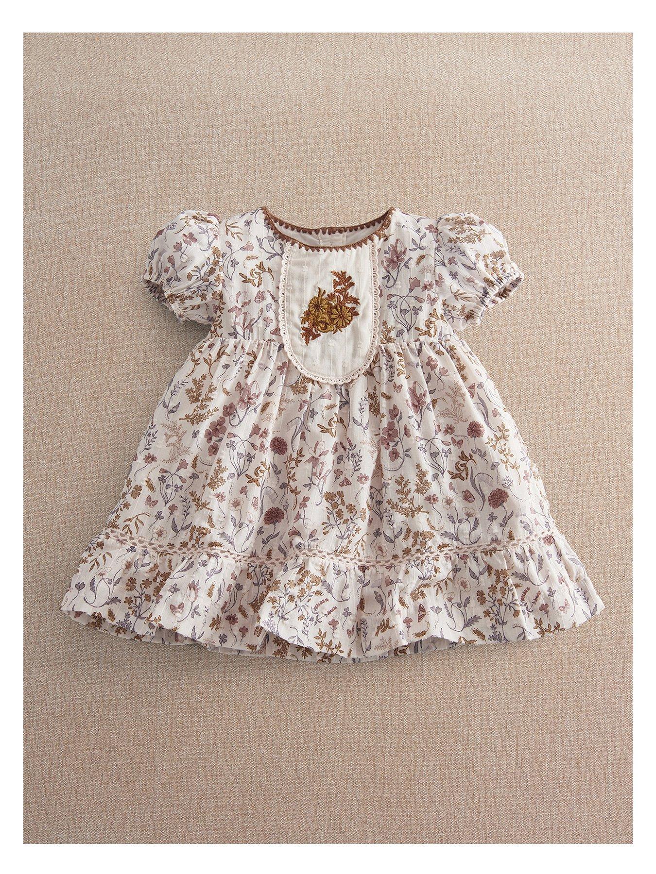 Mamas & Papas Baby Girls Floral Dobby Dress - Multi