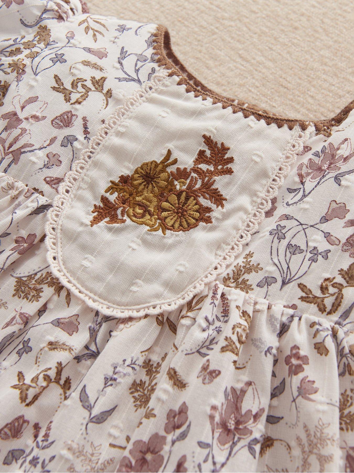 Image 3 of 3 of Mamas & Papas Baby Girls Floral Dobby Dress - Multi