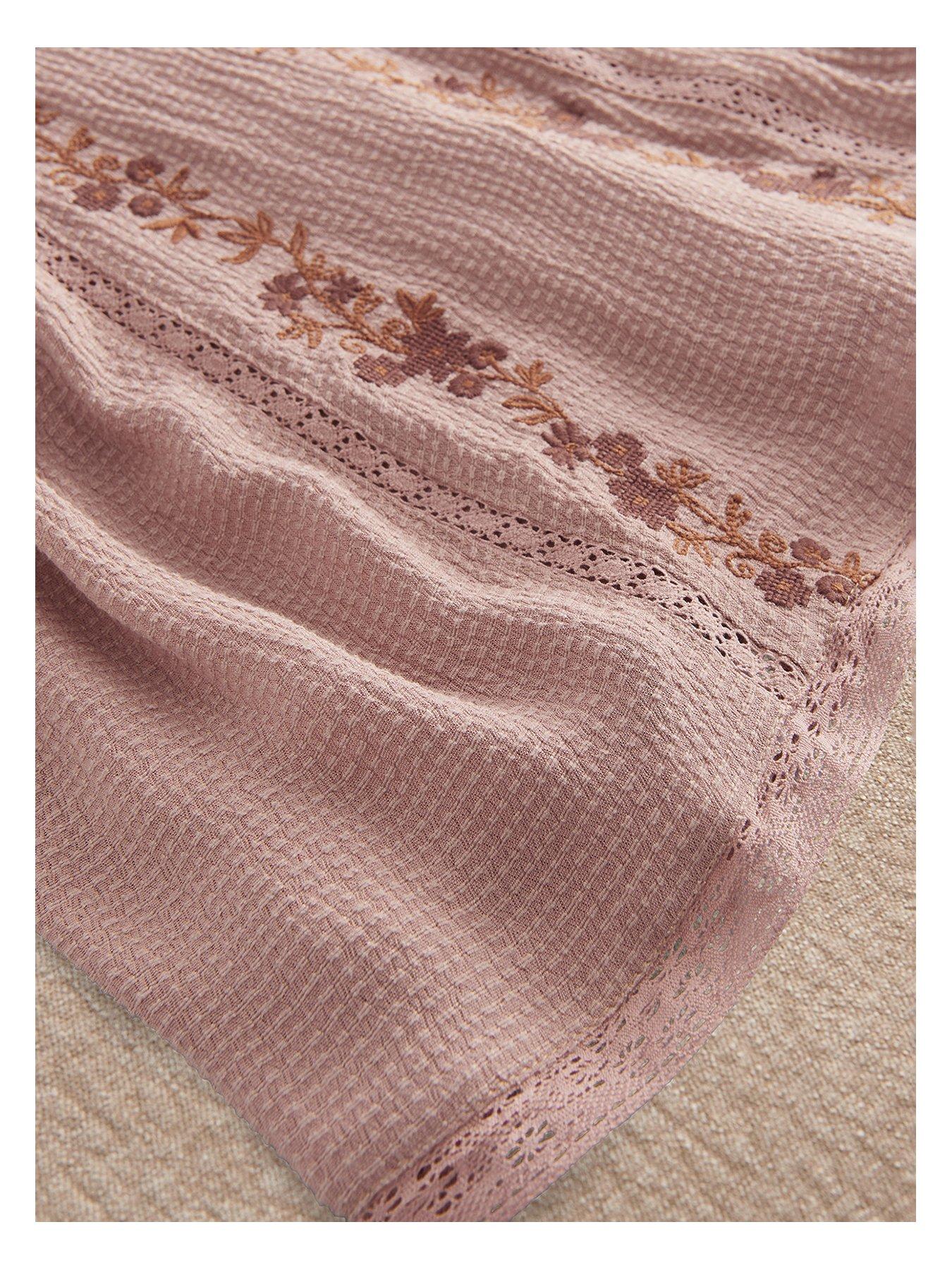 Image 2 of 3 of Mamas & Papas Baby Girls Floral Embroidered Lace Trim Dress - Pink