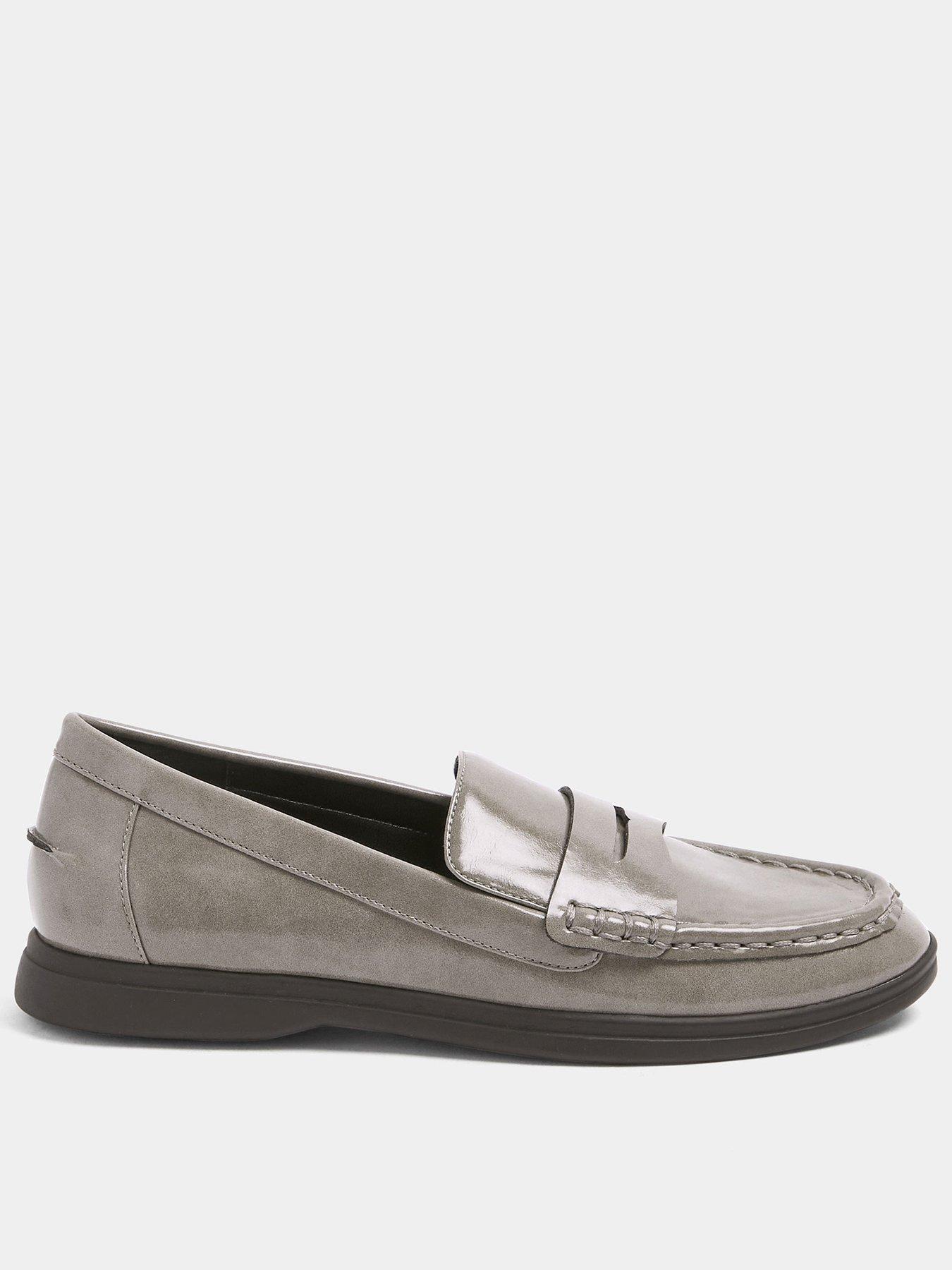 Yours Curve Extra Wide Fit Faux Leather Flatform Loafers - Grey