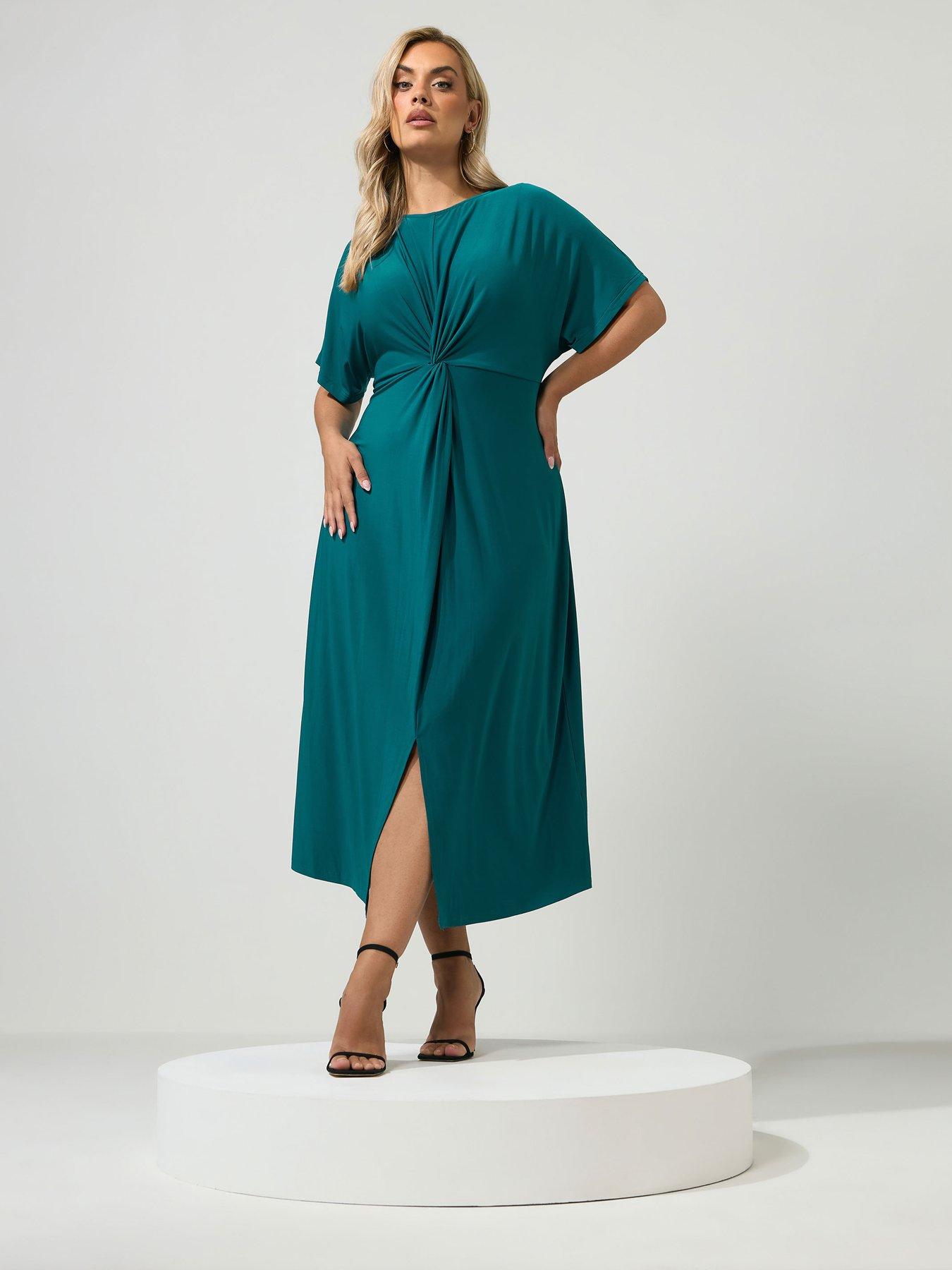 Image 1 of 4 of Yours Curve Knot Front Dress - Blue