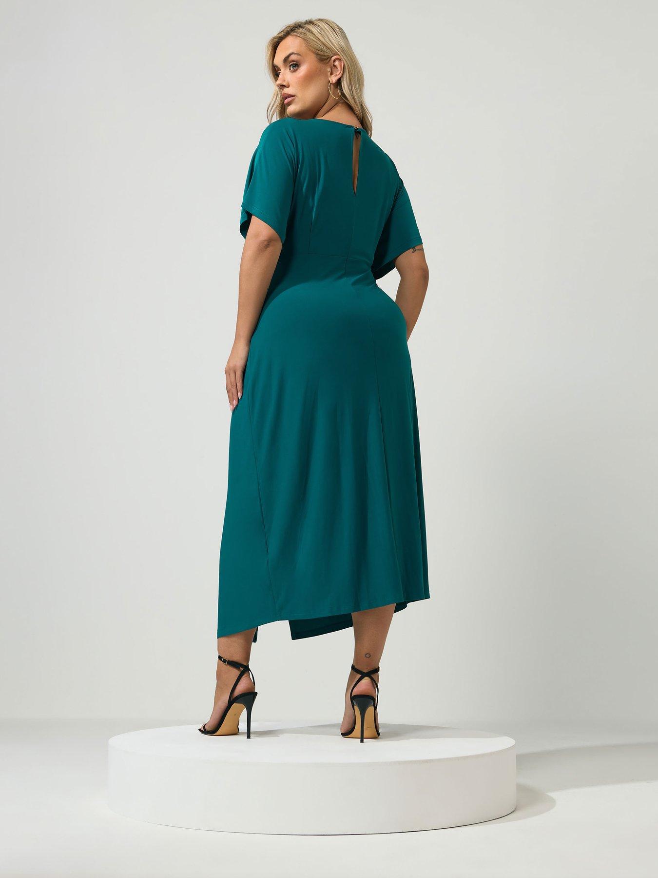 Image 2 of 4 of Yours Curve Knot Front Dress - Blue
