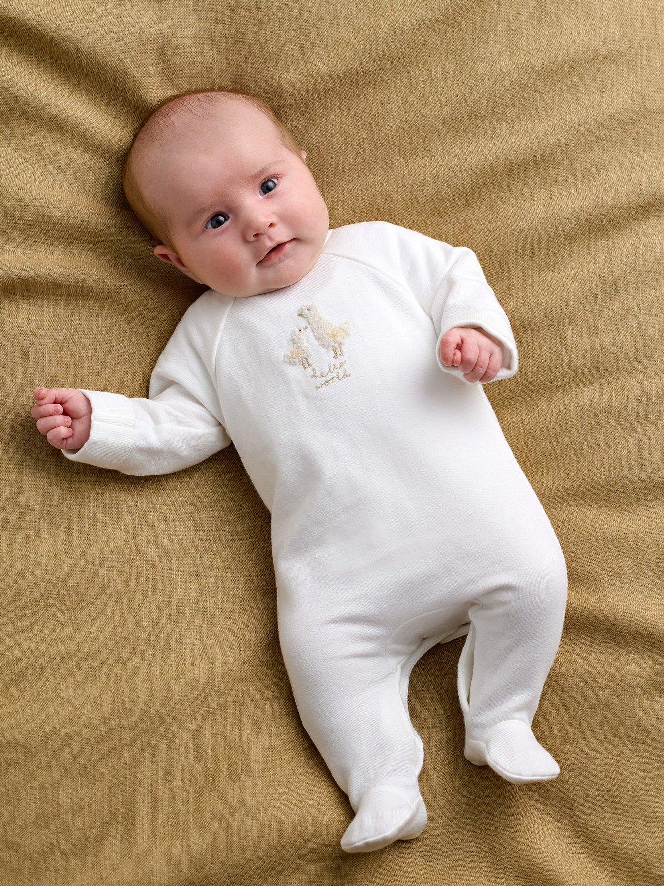 Mamas & Papas Baby Unisex Duck Hello World Sleepsuit - White