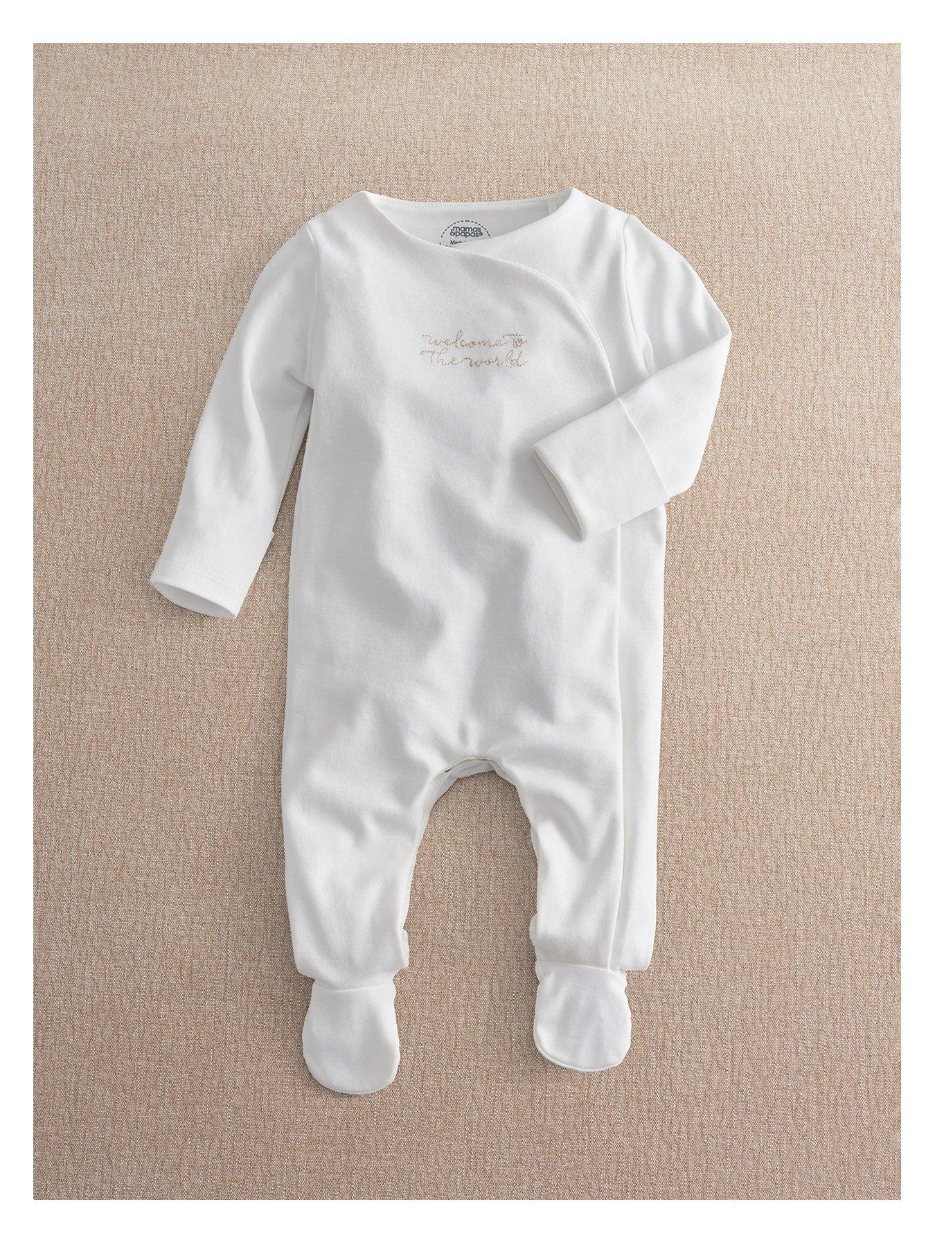 Mamas & Papas Baby Unisex Welcome To The World Sleepsuit - White