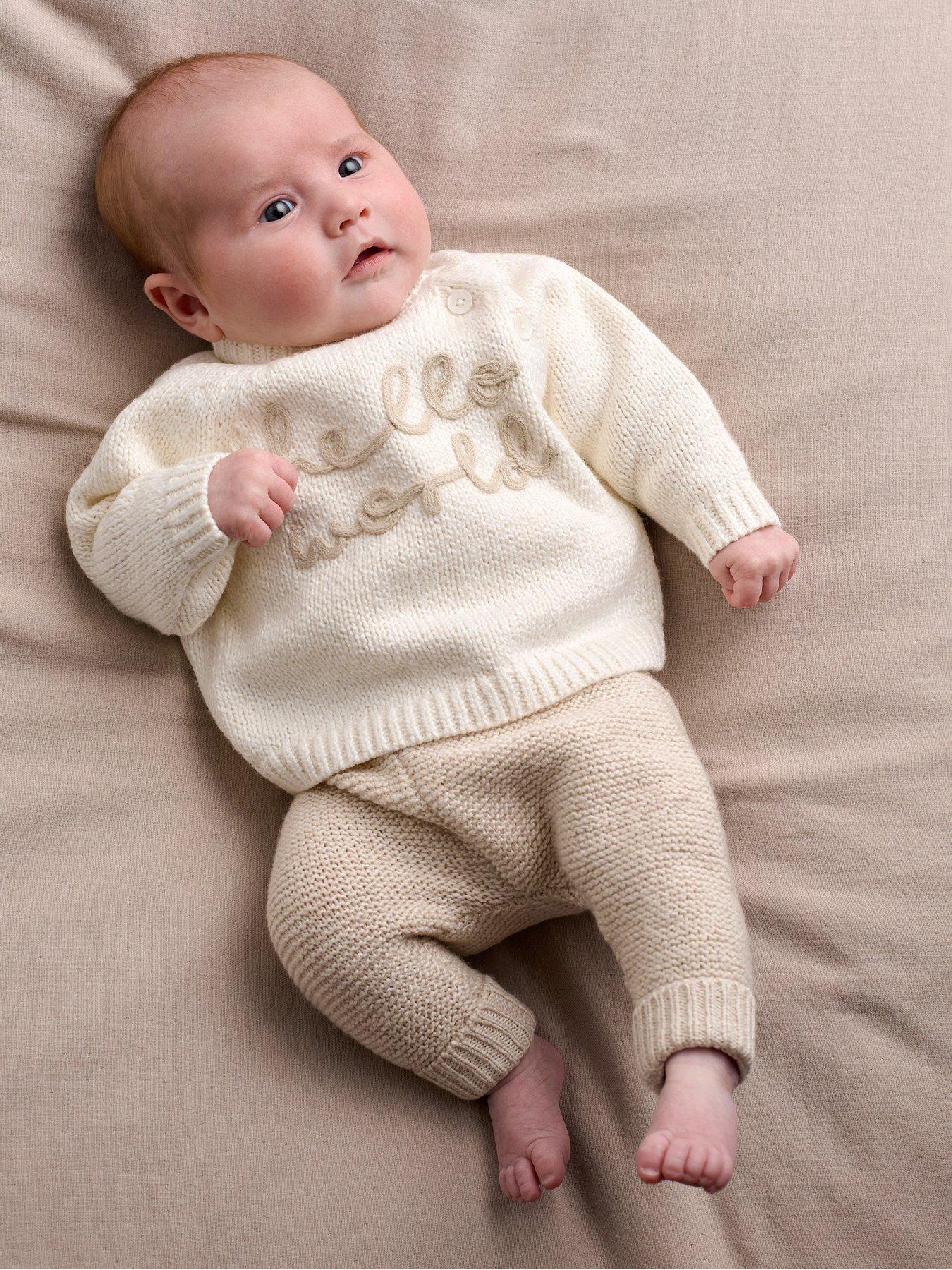 Mamas & Papas Baby Unisex 2 Piece Hello World Knitted Cardigan  &  Leggings Set - Grey