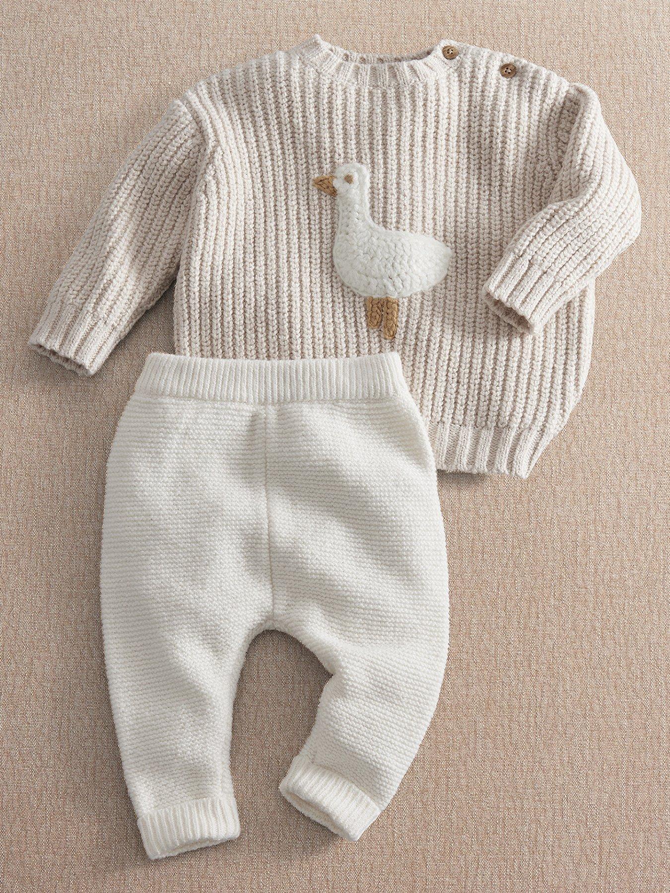 Mamas & Papas Baby Unisex 2 Piece Duck Knitted Cardigan  &  Leggings Set - Grey