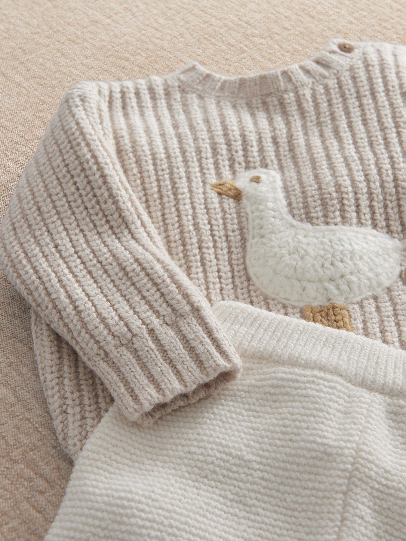 Image 4 of 4 of Mamas & Papas Baby Unisex 2 Piece Duck Knitted Jumper &amp; Leggings - Beige
