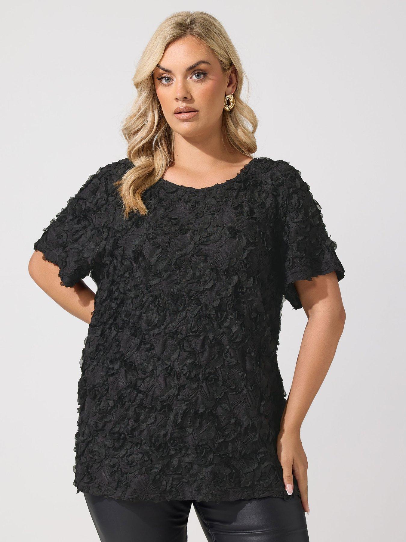 Yours Curve 3D Abstract Top - Black