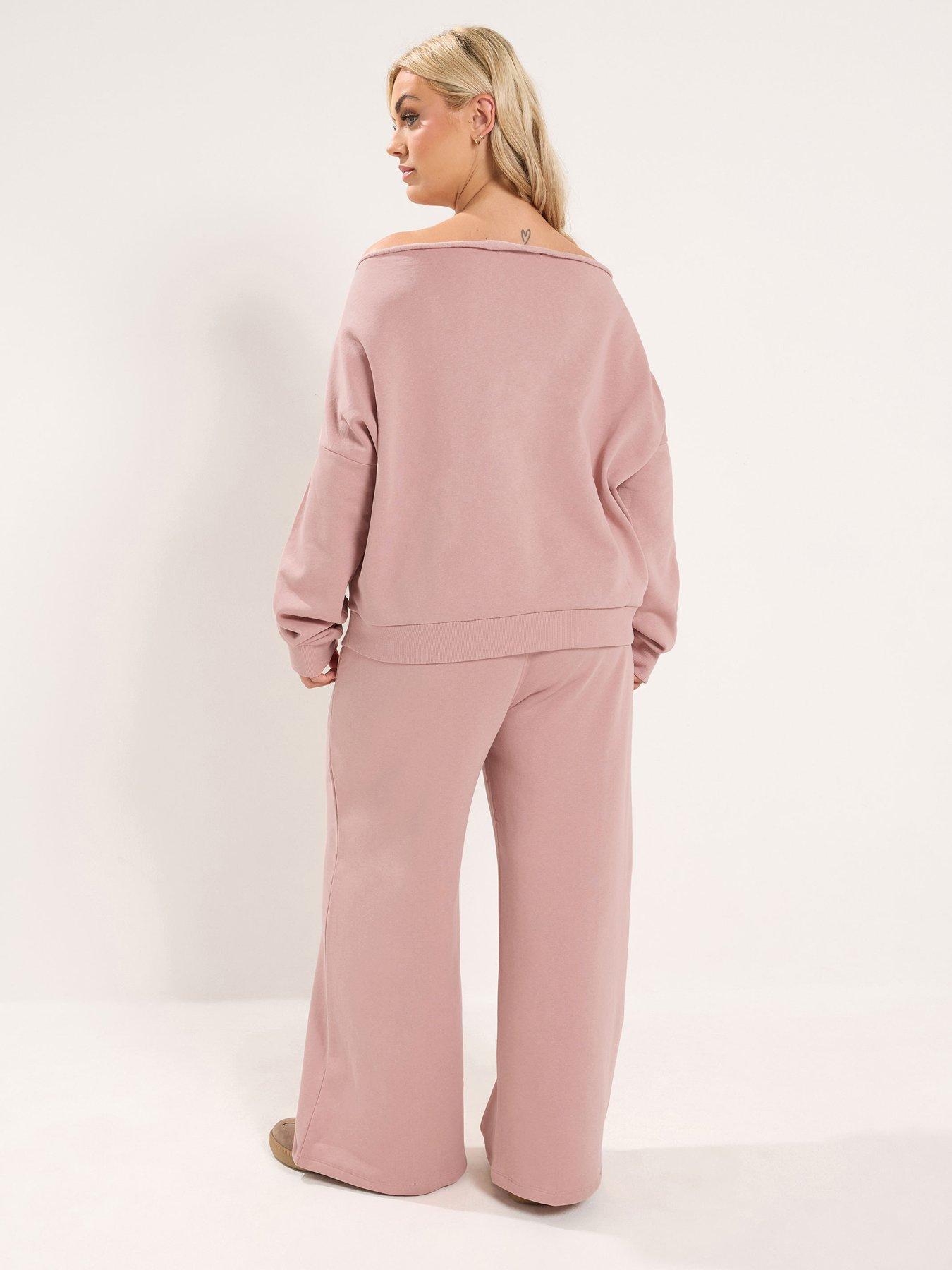 Image 2 of 3 of Yours Curve Off Shoulder Top And Trouser Set 28" - Pink