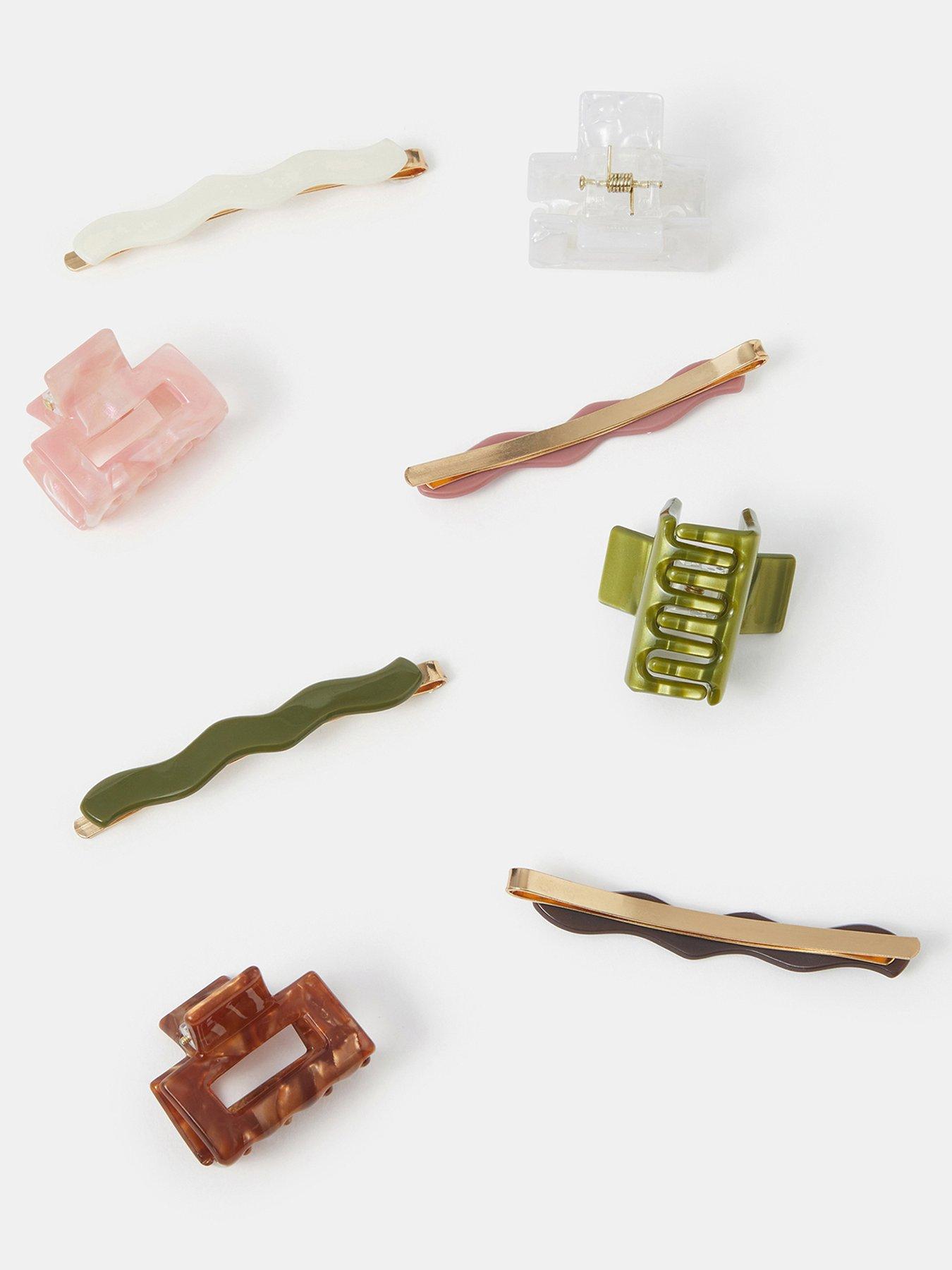 Image 2 of 2 of Accessorize 8 Pack Resin Hair Claw Clips &amp; Wavy Hair Slides Set - Multi