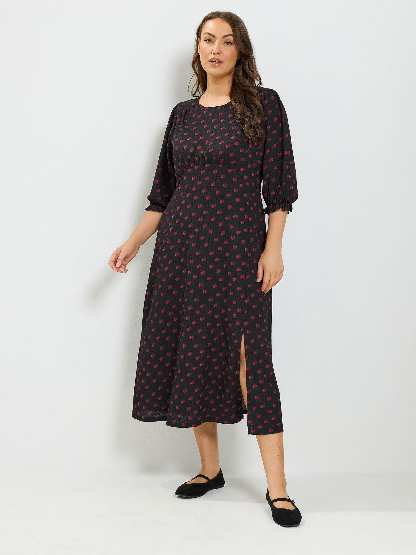 Image 1 of 4 of Yours Curve Midi Tea Dress - Black