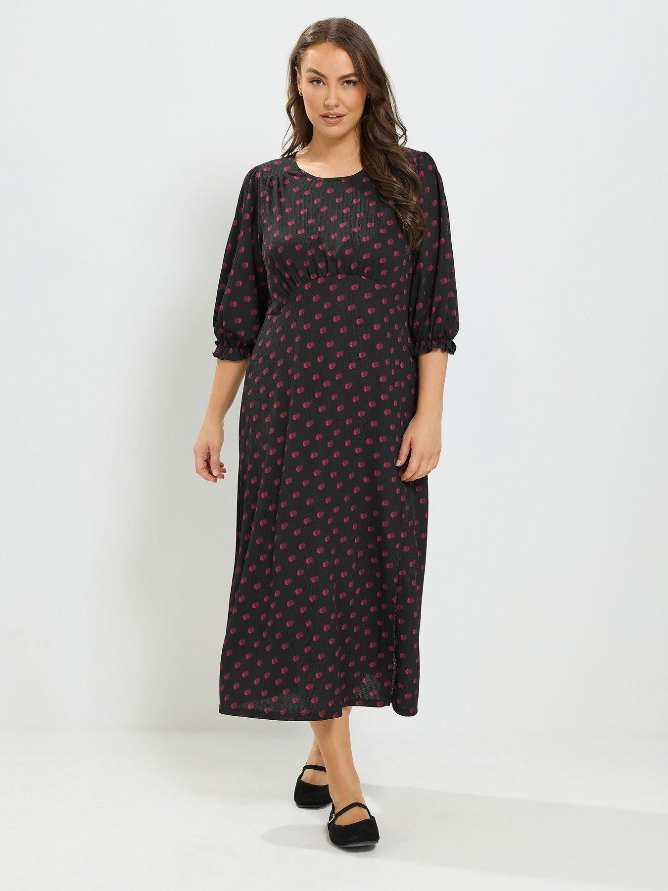 Image 3 of 4 of Yours Curve Midi Tea Dress - Black