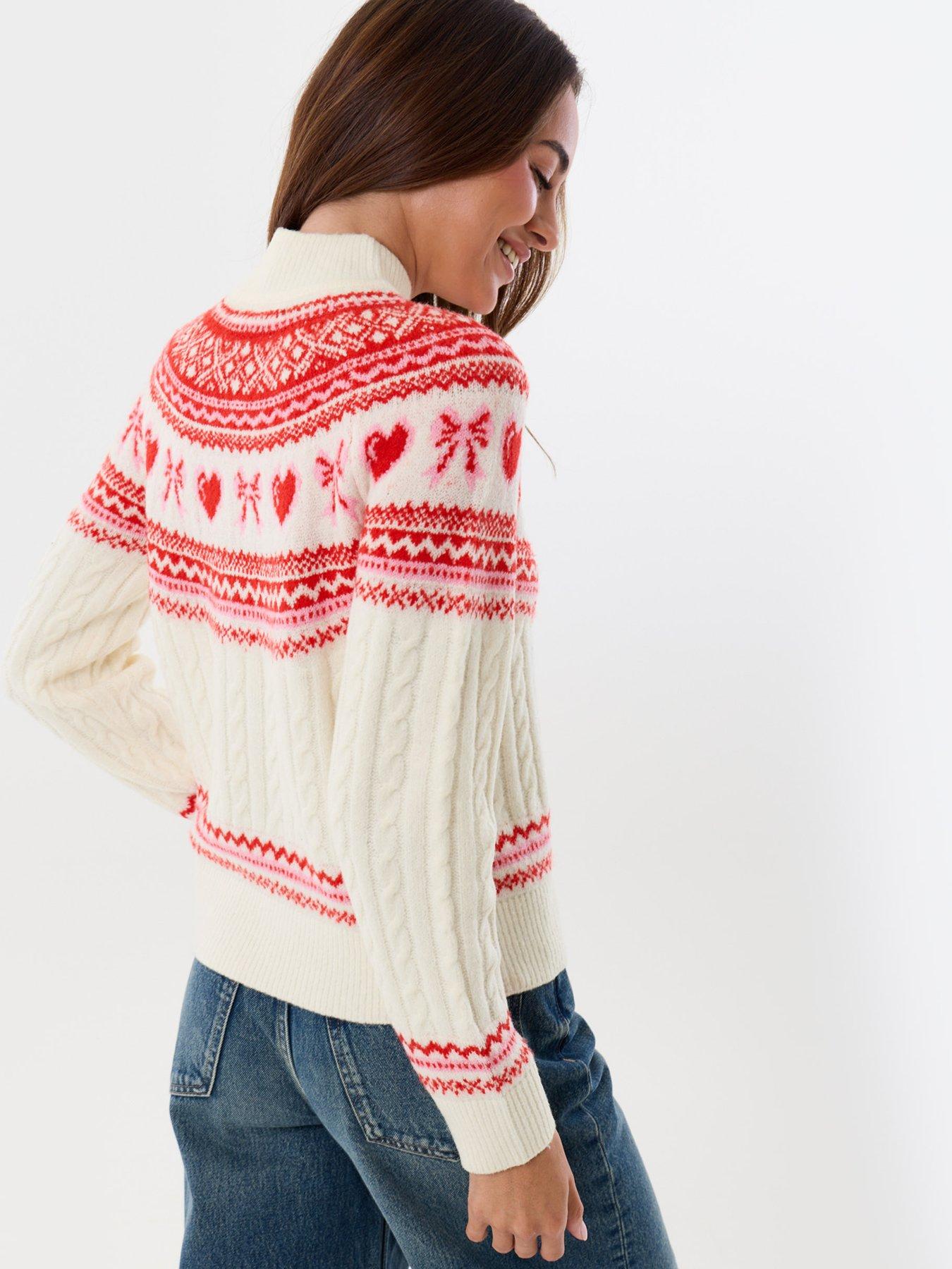 Image 4 of 5 of Threadbare Ladies Dancer Funnel Nck Fairsile Xms Jumper - Red