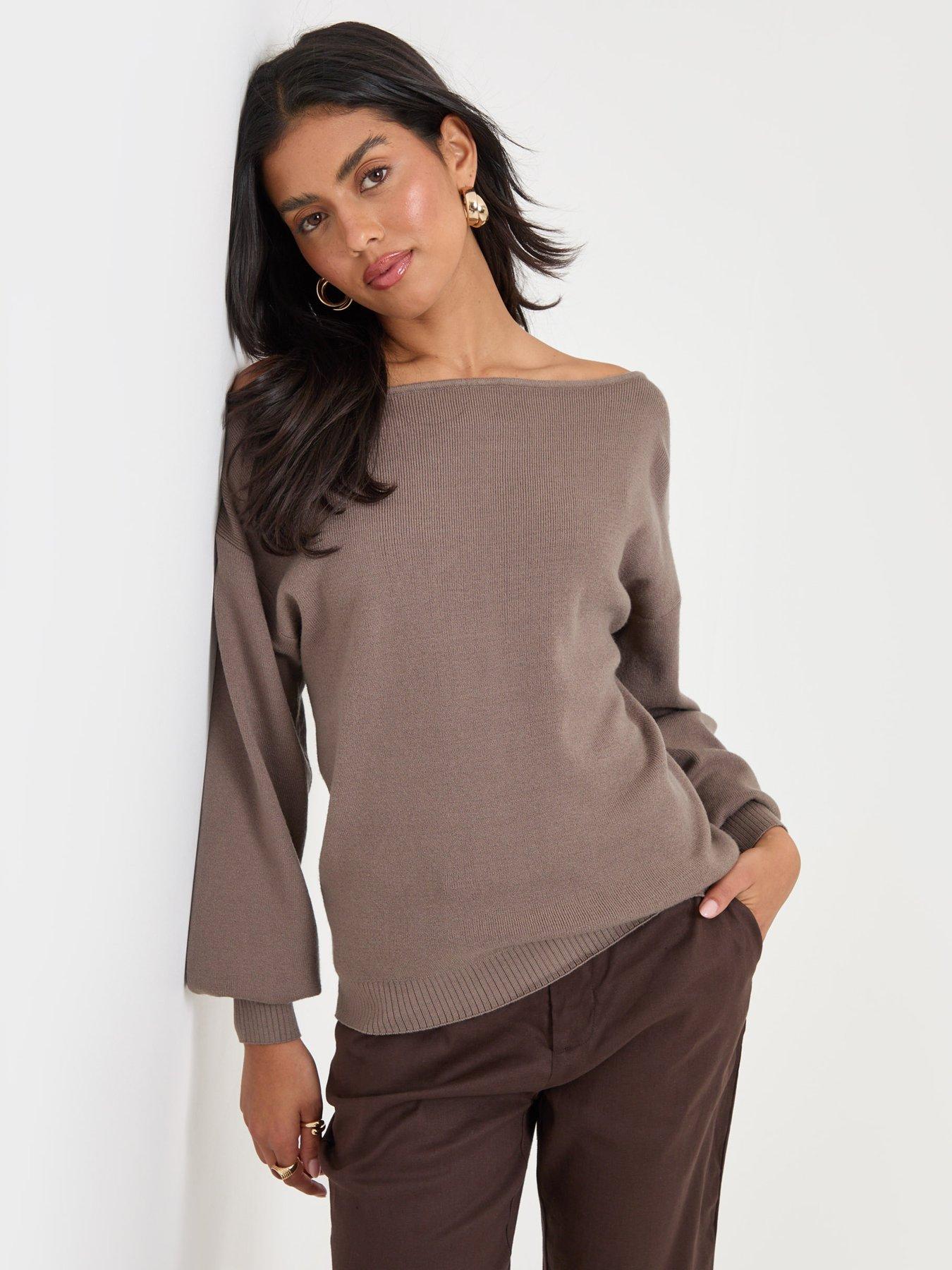 Image 3 of 4 of Threadbare Womens 2 Pack Slash Neck Blouson Sleeve Jumpers - Multi
