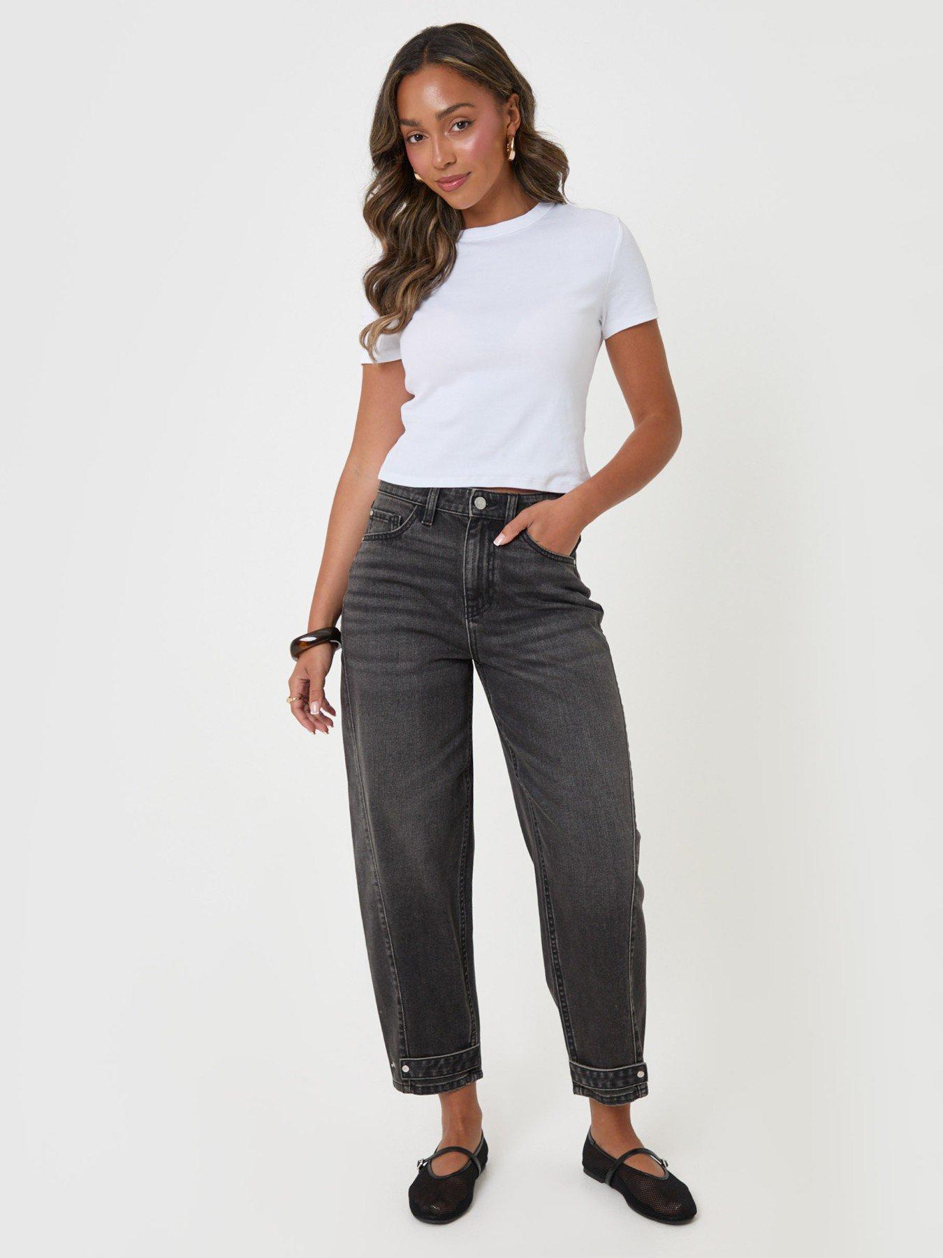 Image 5 of 5 of Threadbare Barrel Leg Jeans In Black