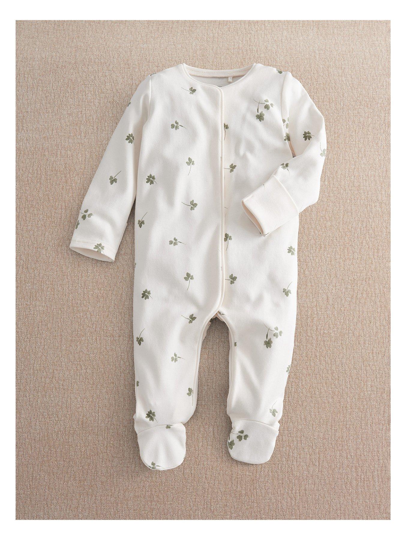 Mamas & Papas Baby Unisex Clover Print Sleepsuit - Cream