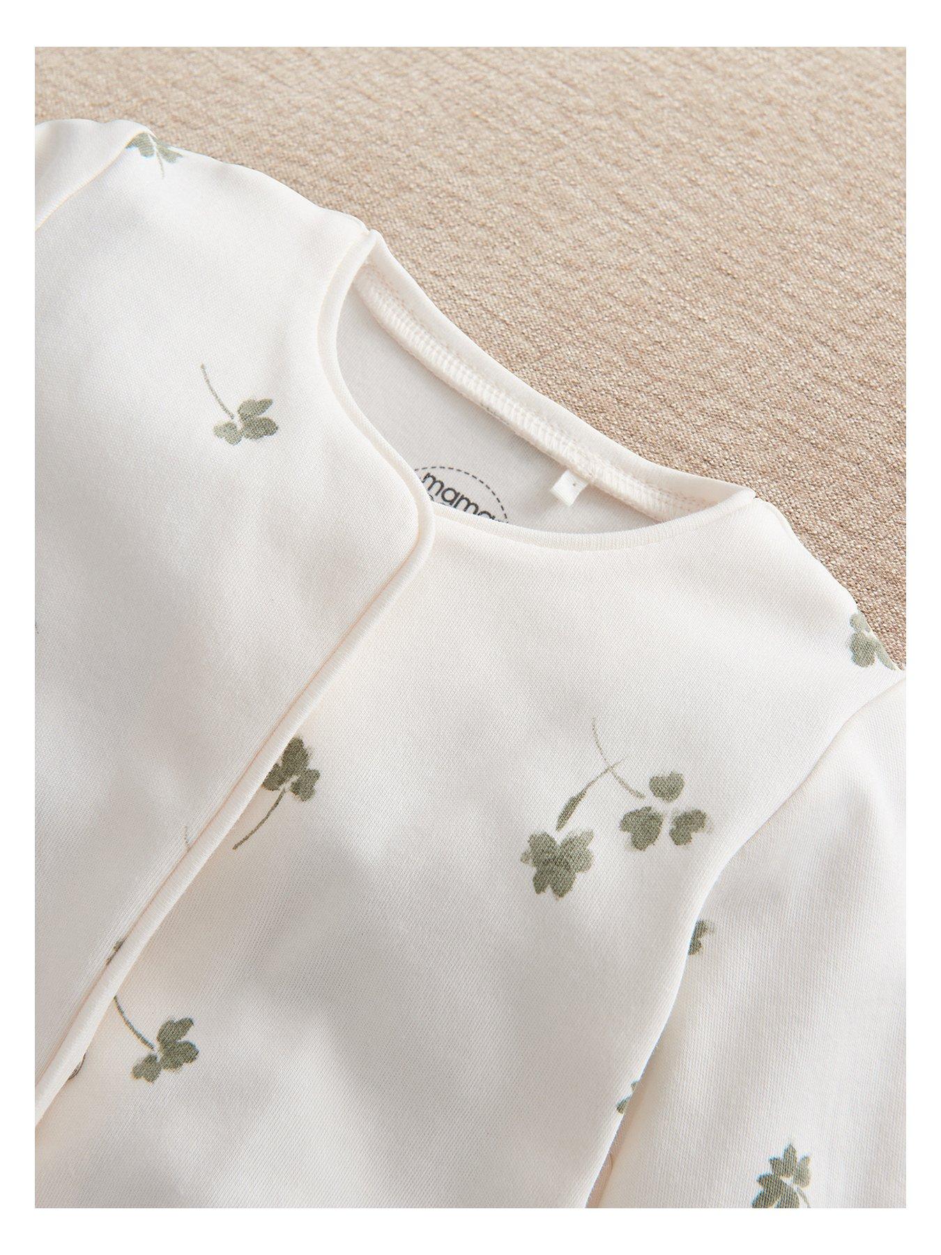 Image 2 of 3 of Mamas & Papas Baby Unisex Clover Print Sleepsuit - Cream