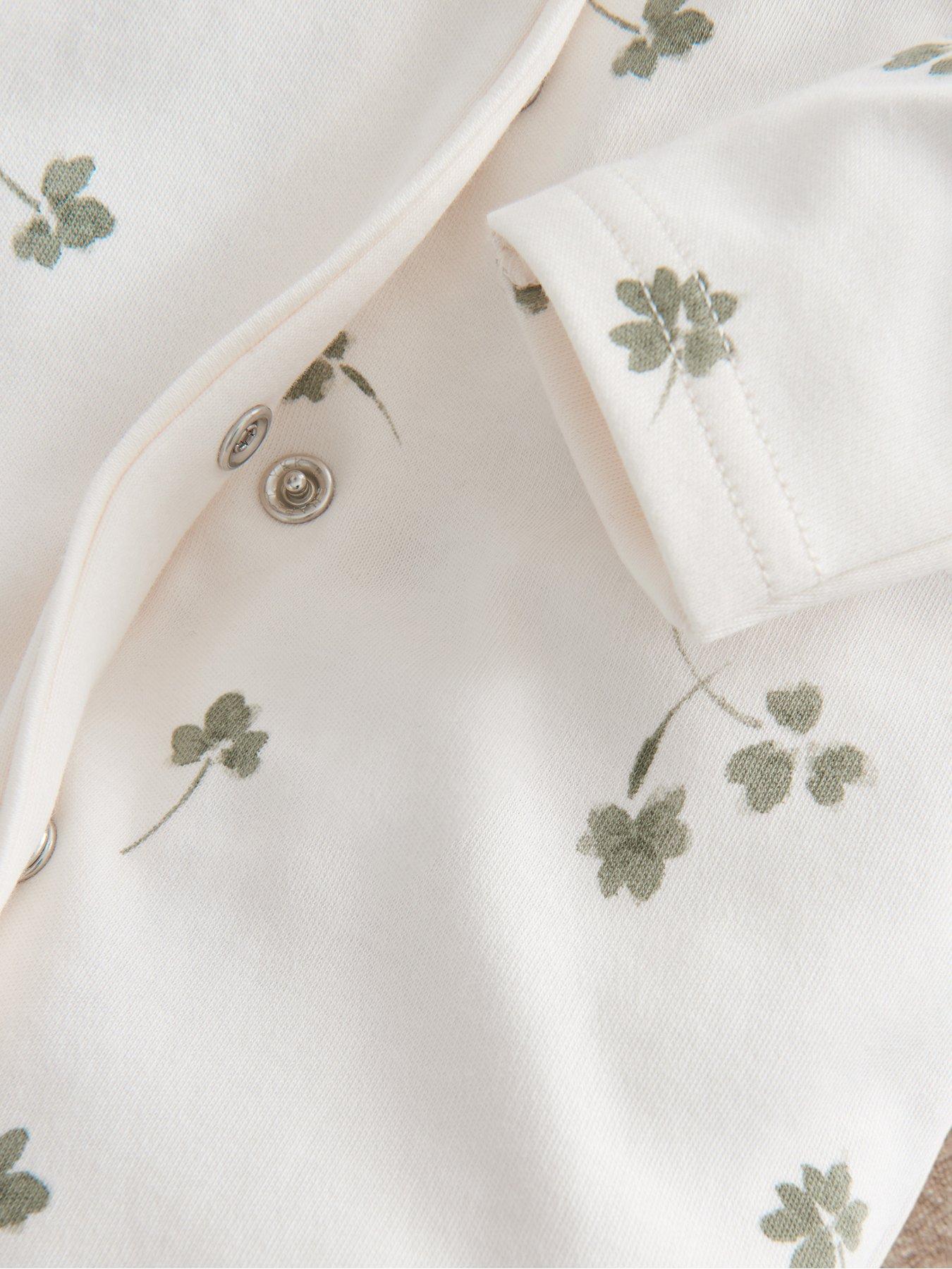 Image 3 of 3 of Mamas & Papas Baby Unisex Clover Print Sleepsuit - Cream