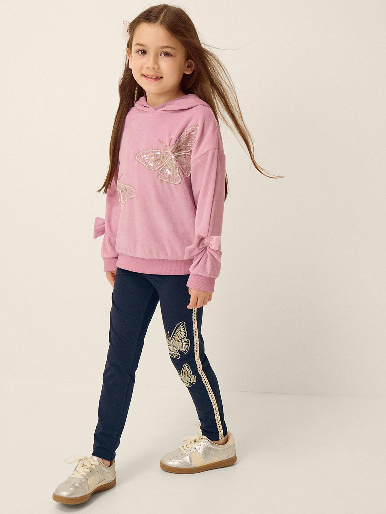 Monsoon Girls Butterfly Velour Sporty Hoody  &  Legging Set - Pink