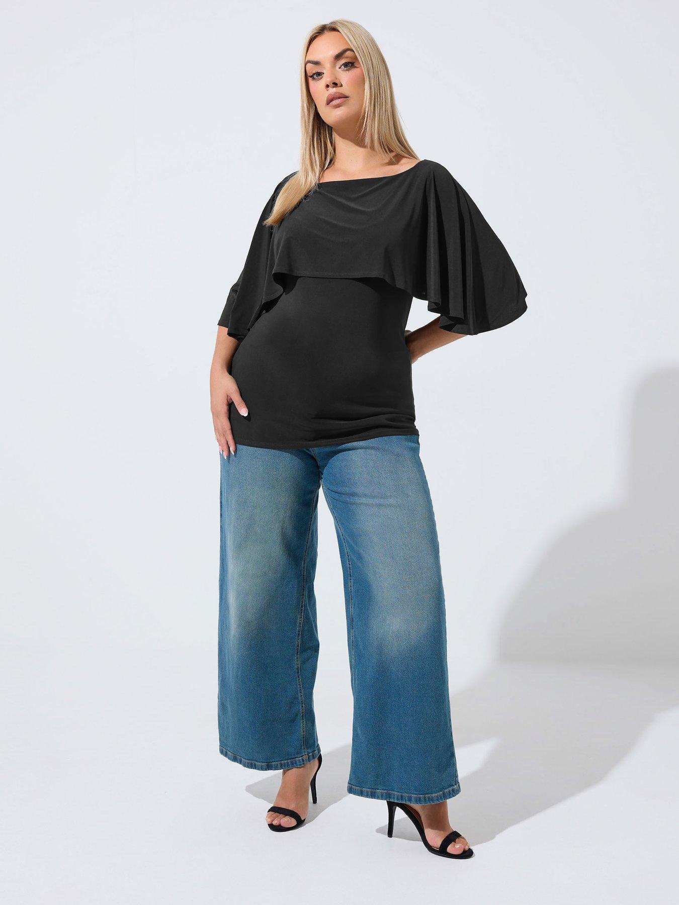 Image 3 of 4 of Yours Curve Cape Top - Black