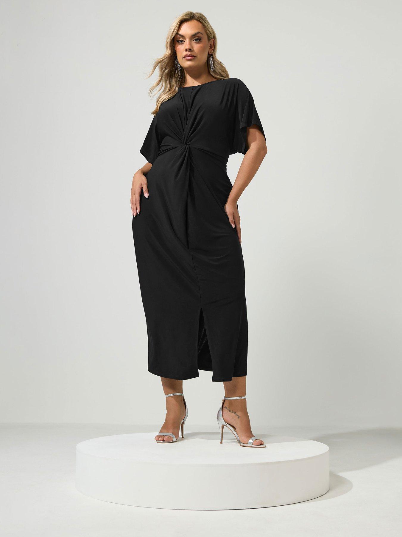 Yours Curve Knot Front Dress - Black