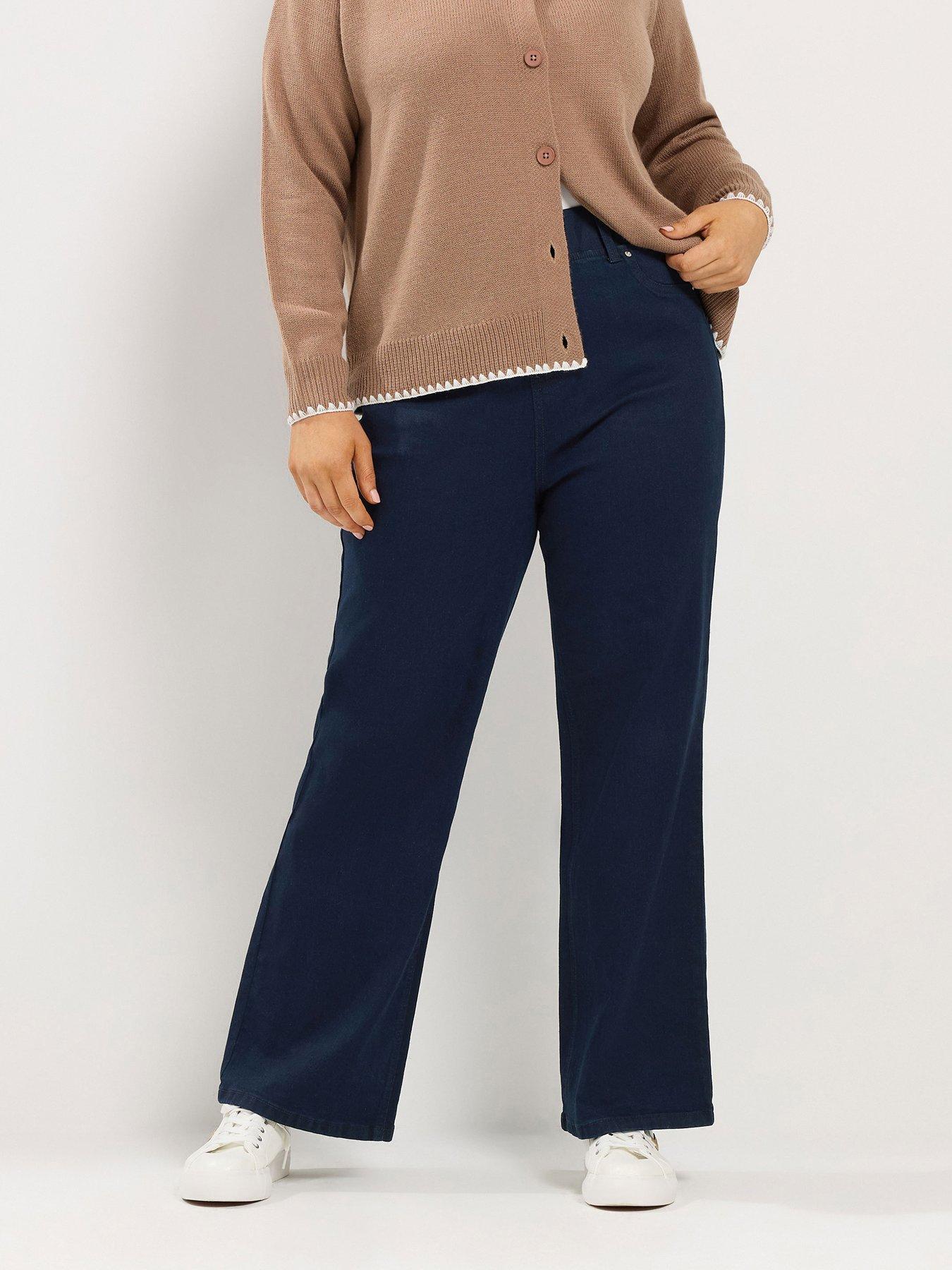 Yours Curve Wide Leg Jegging 28" - Blue