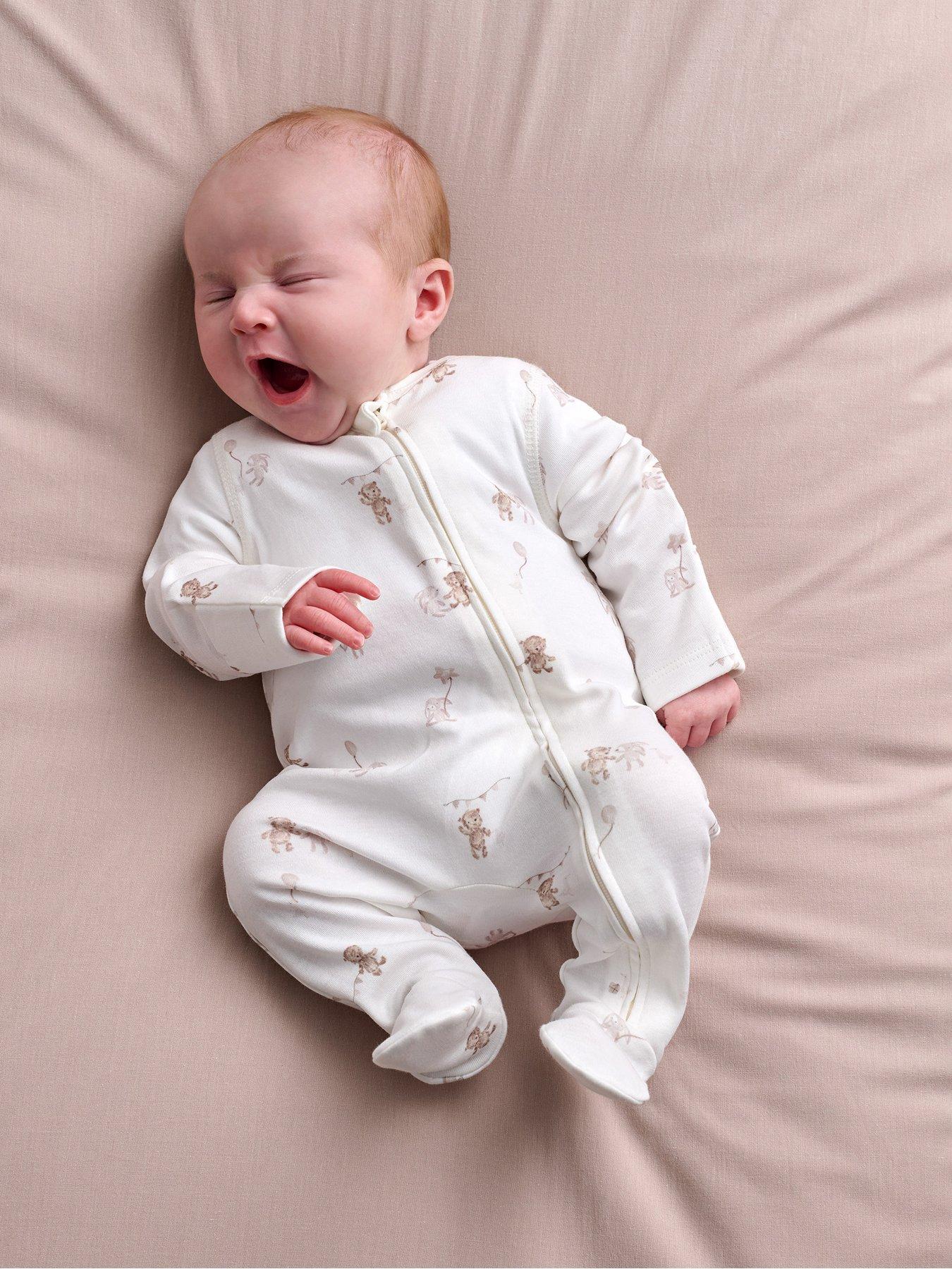 Mamas & Papas Baby Unisex Celebration Print Zip Sleepsuit - White