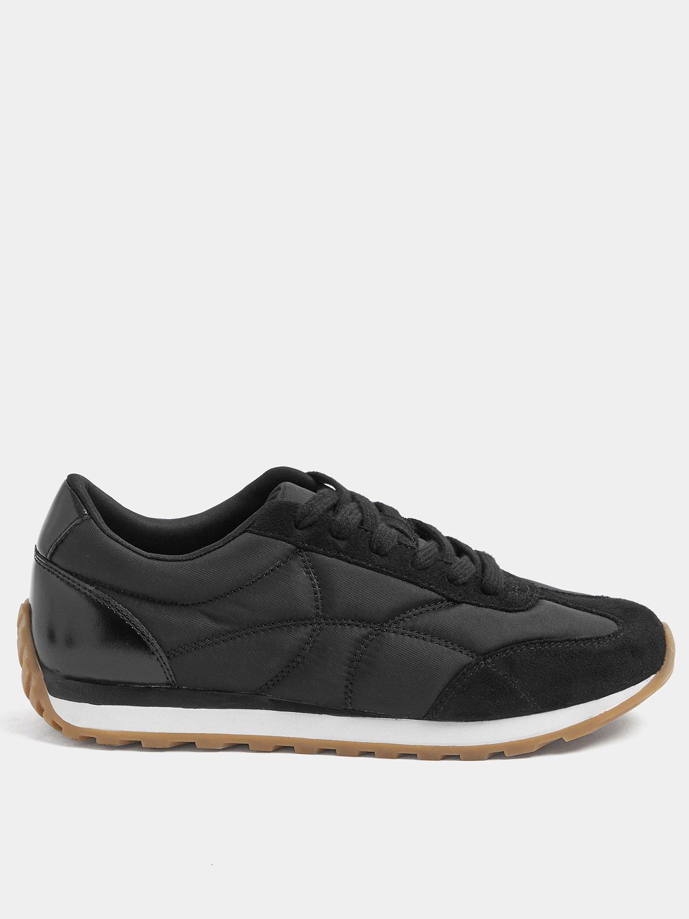 Yours Curve Wide Fit Quilted Trainers - Black