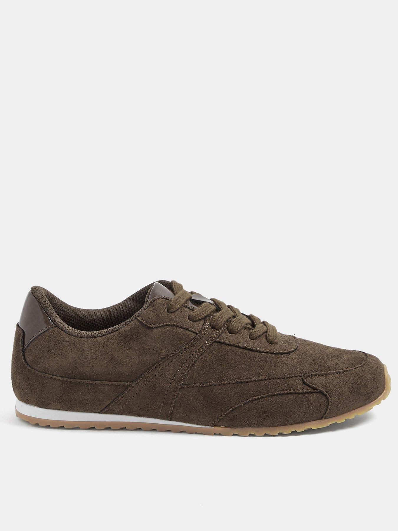 Yours Curve Wide Fit Slim Sole Trainers - Brown