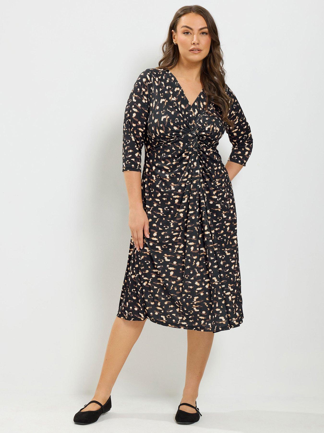 Image 1 of 4 of Yours Curve Ity Twist Front Midi Dress