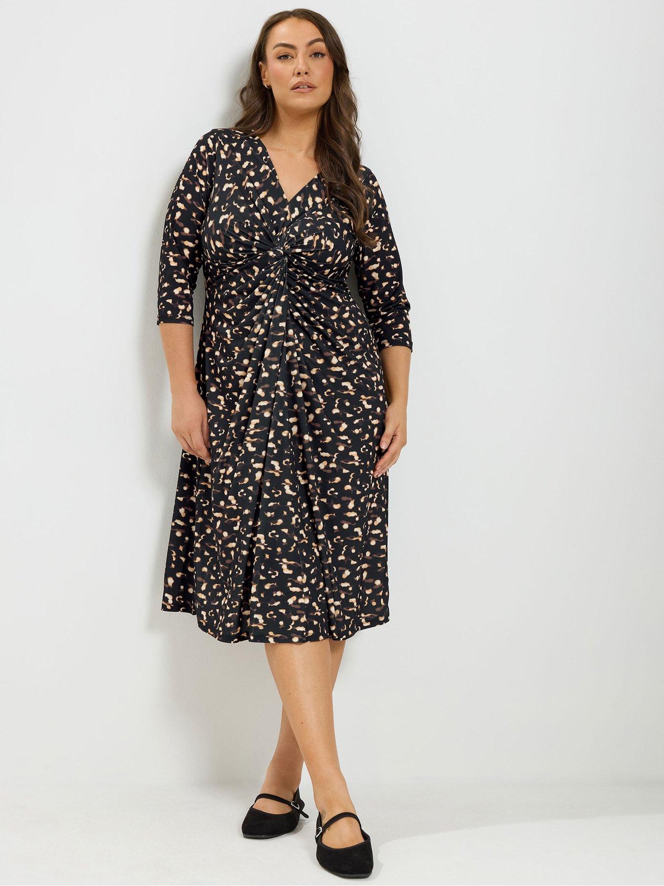 Image 3 of 4 of Yours Curve Ity Twist Front Midi Dress