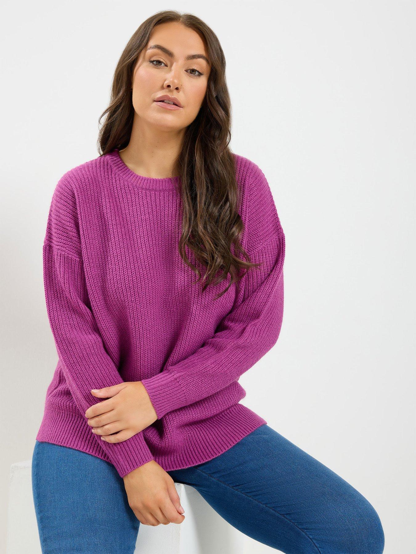 Yours Curve Crew Neck Knitted Jumper - Pink