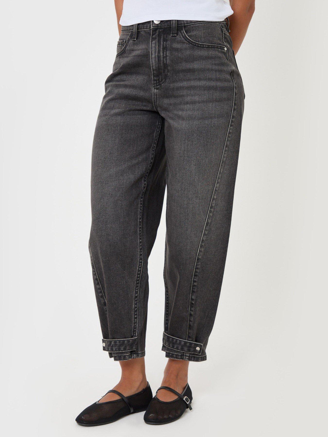 Image 2 of 5 of Threadbare Petite Barrel Leg Jeans In Black