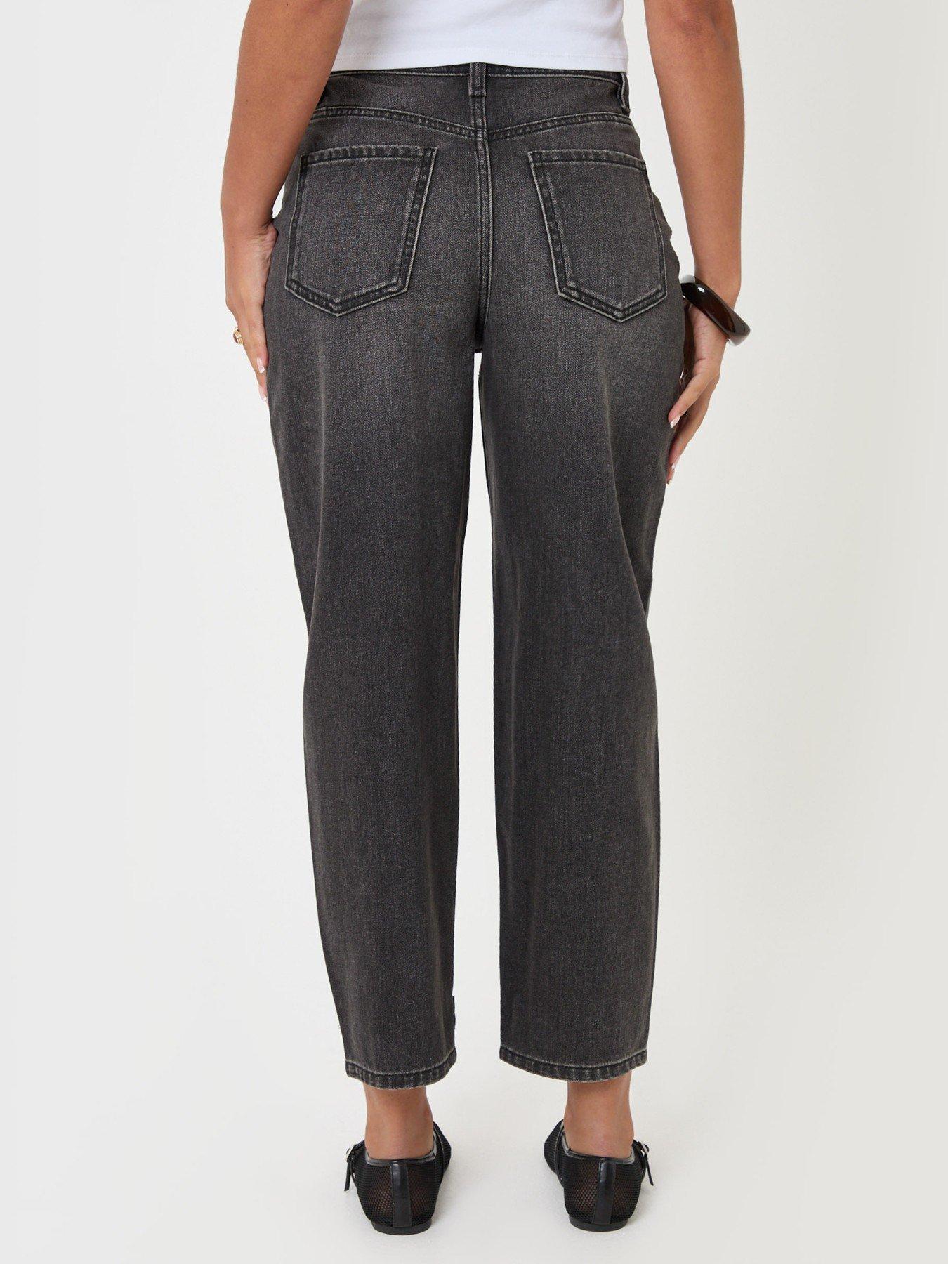 Image 3 of 5 of Threadbare Petite Barrel Leg Jeans In Black