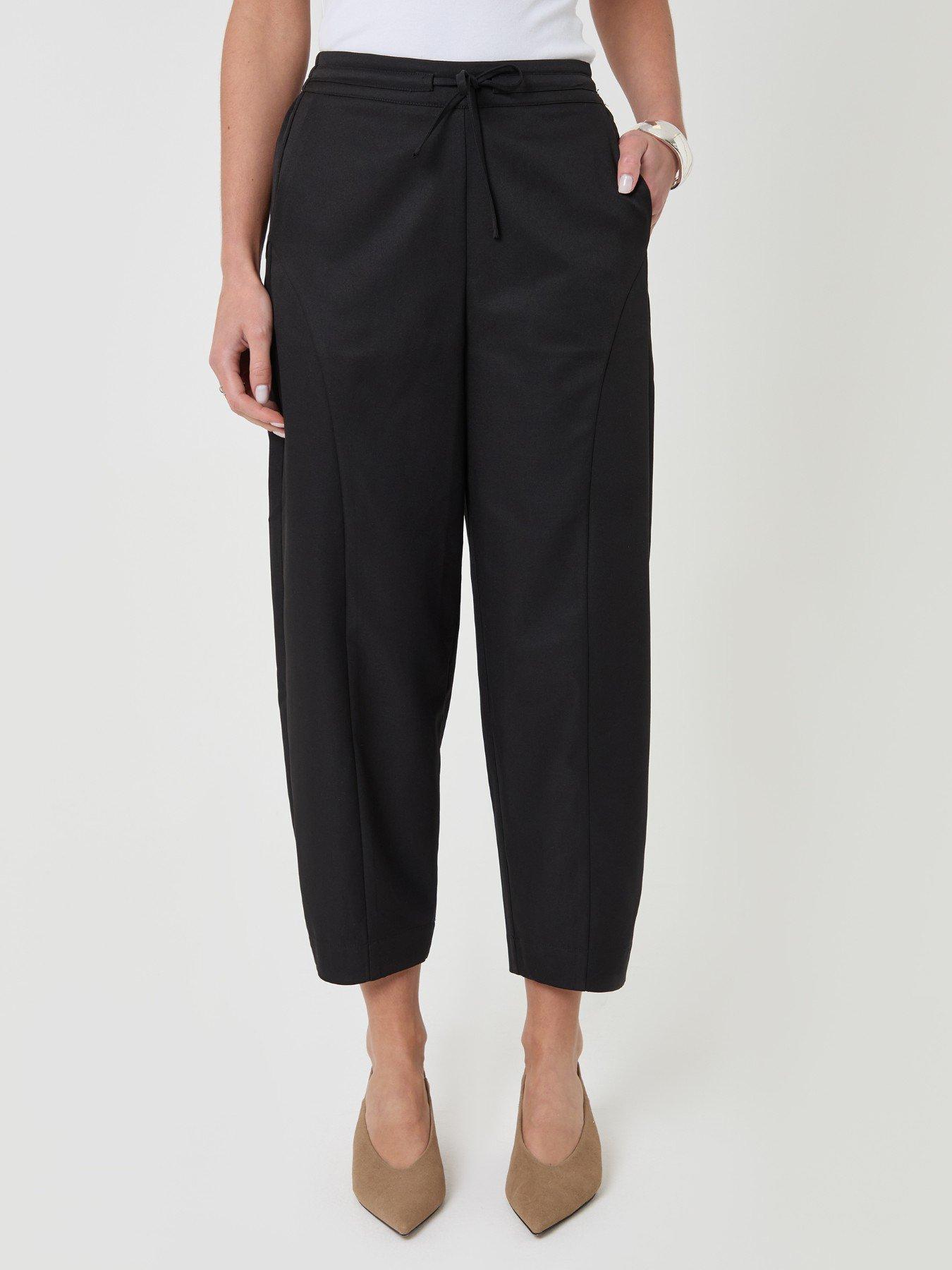 Image 2 of 5 of Threadbare Petite Curved Seam Barrel Leg Trousers In Black