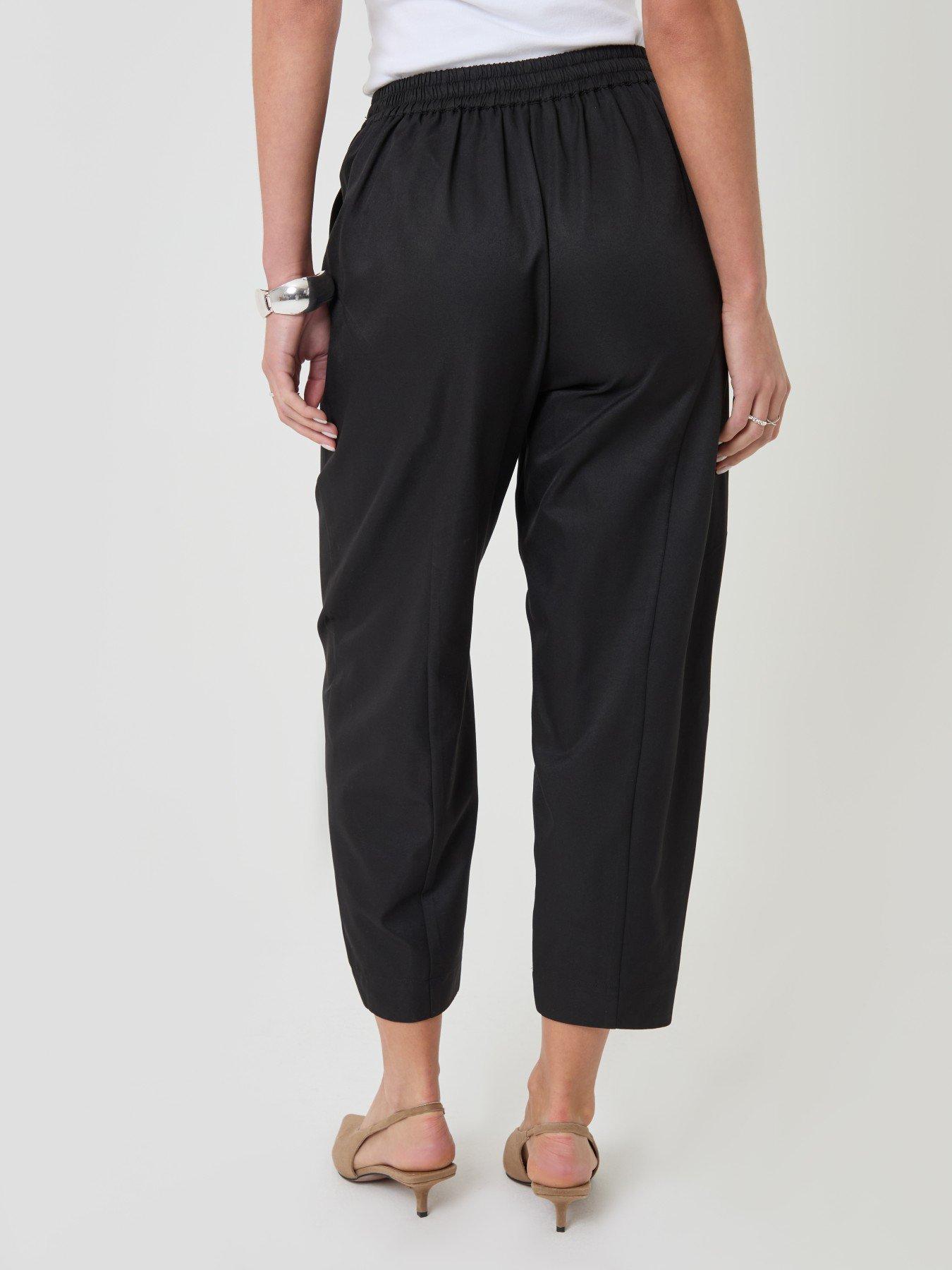 Image 3 of 5 of Threadbare Petite Curved Seam Barrel Leg Trousers In Black