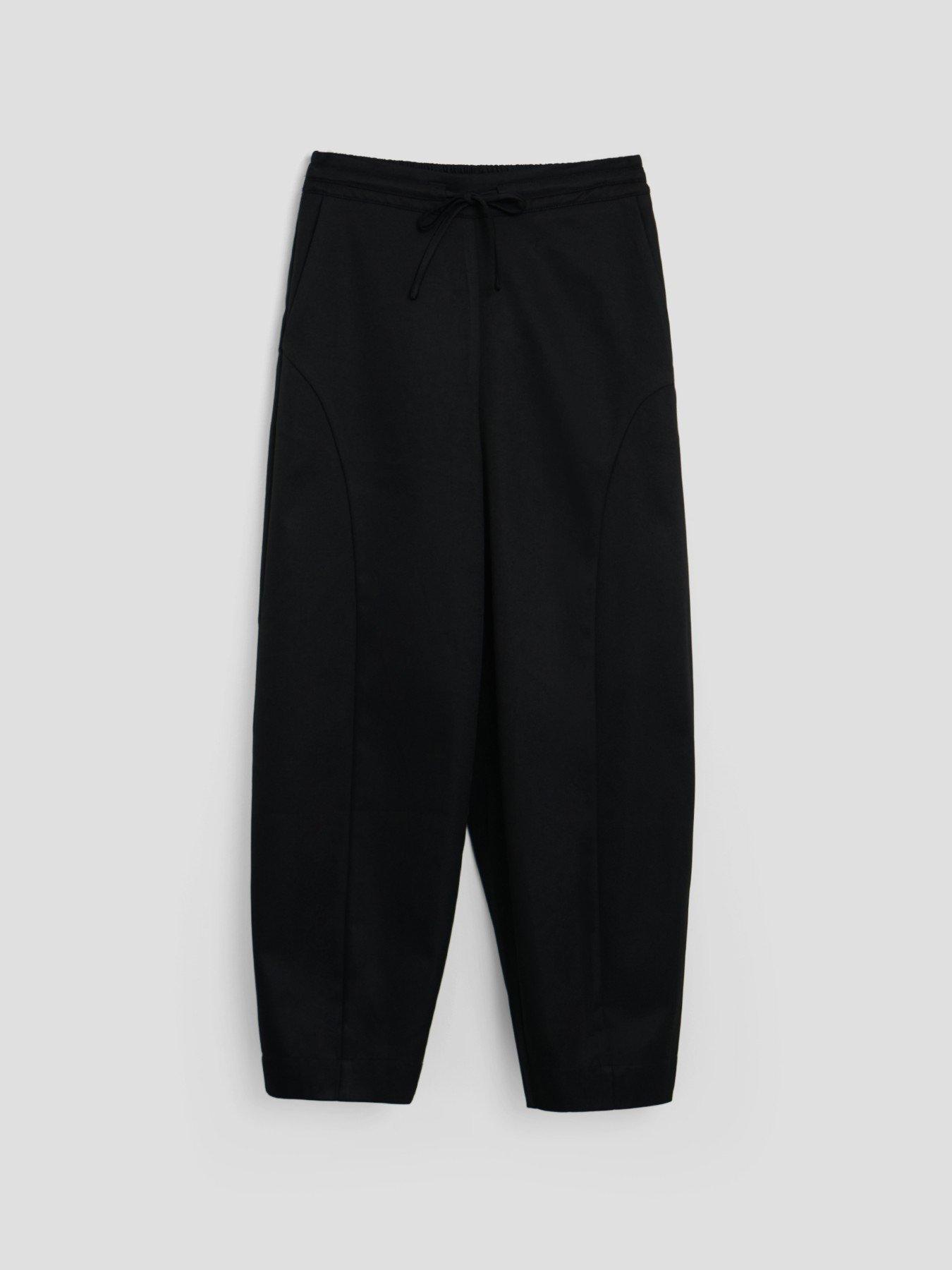 Image 5 of 5 of Threadbare Petite Curved Seam Barrel Leg Trousers In Black