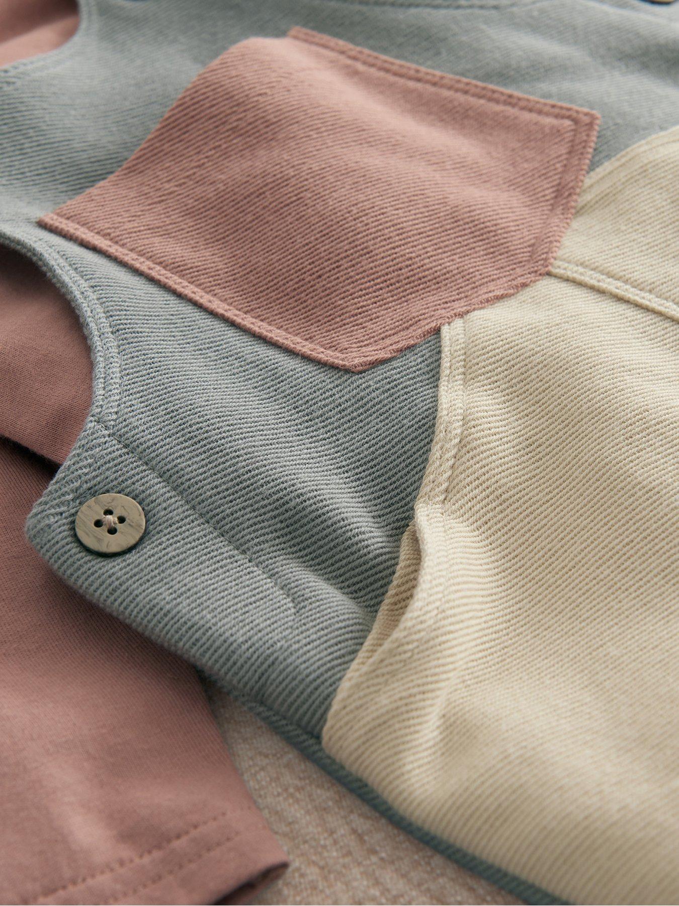 Image 5 of 6 of Mamas & Papas Baby Unisex 2 Piece Colour Block Dungaree &amp; Long Sleeve Top Set - Multi
