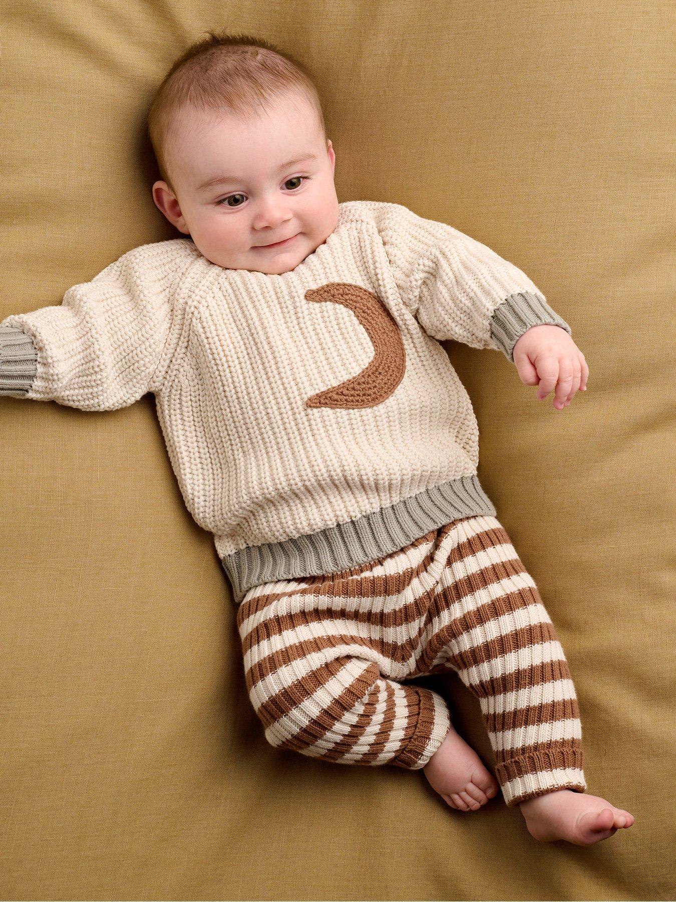 Mamas & Papas Baby Unisex 2 Piece Moon Knitted Cardigan  &  Leggings Set - Multi