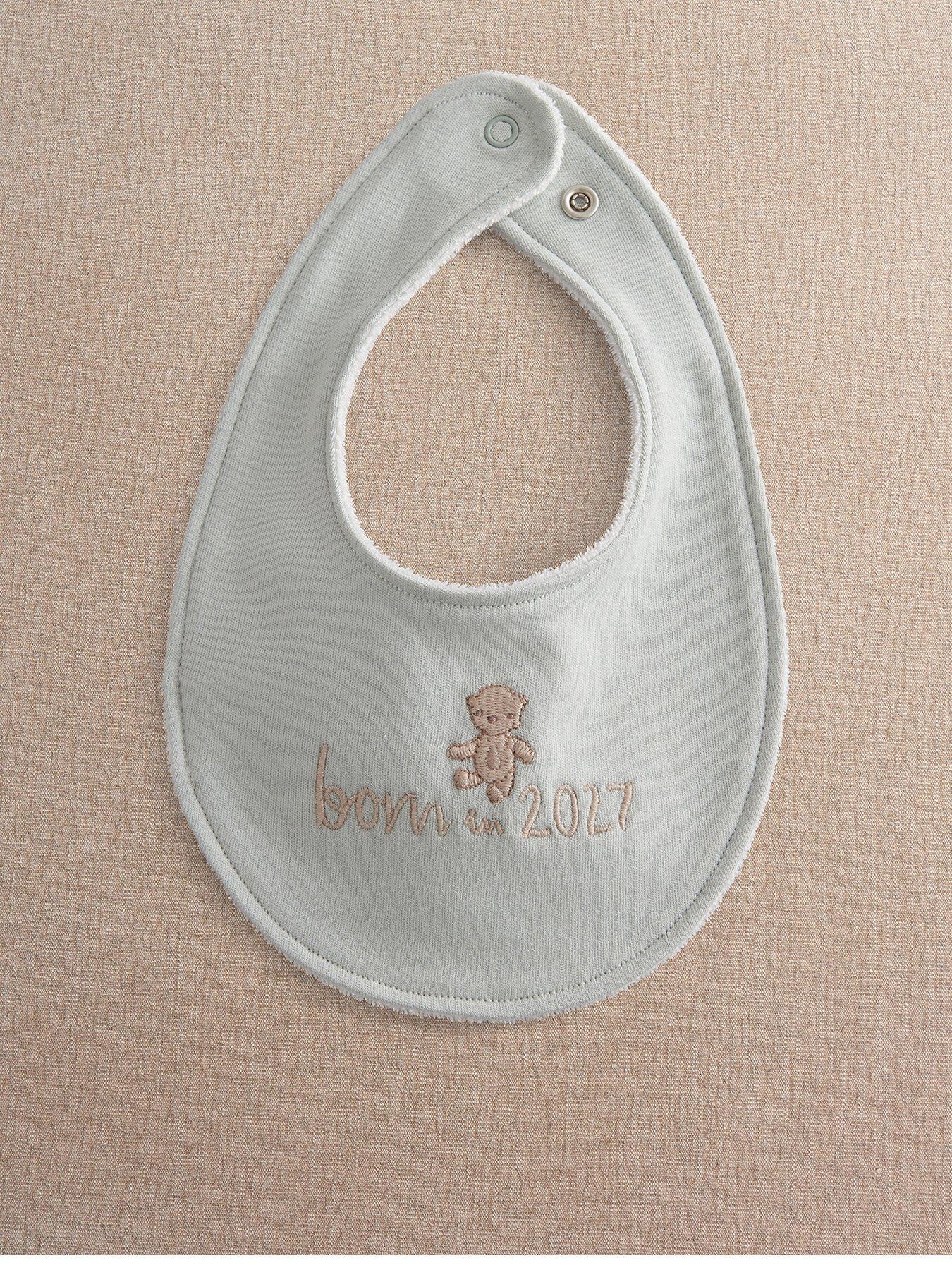 Mamas & Papas Baby Boys Born In 2027 Bear Bib - Blue