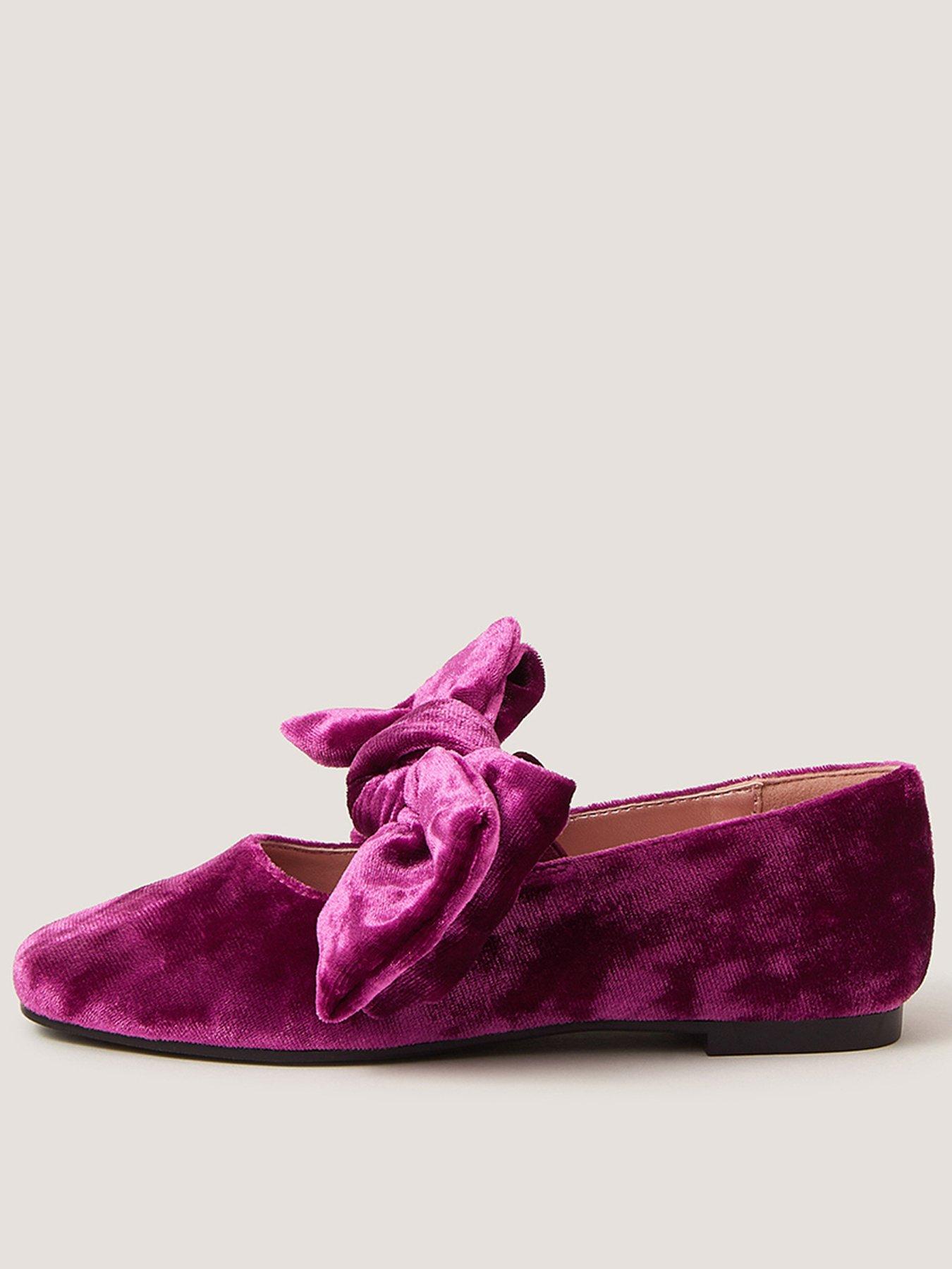 Monsoon Girls Crushed Velvet Balerina Shoes - Purple