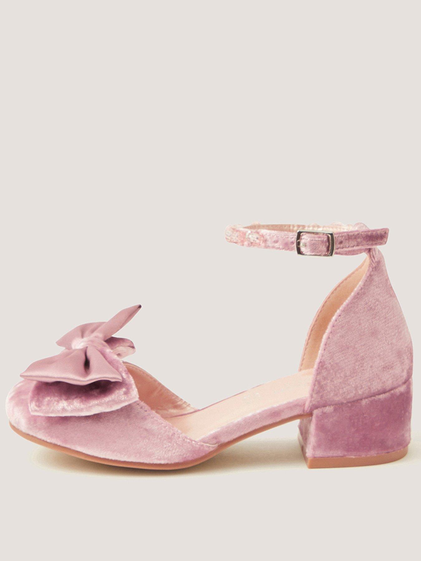 Monsoon Girls Crushed Velvet Heeled Shoes - Pink